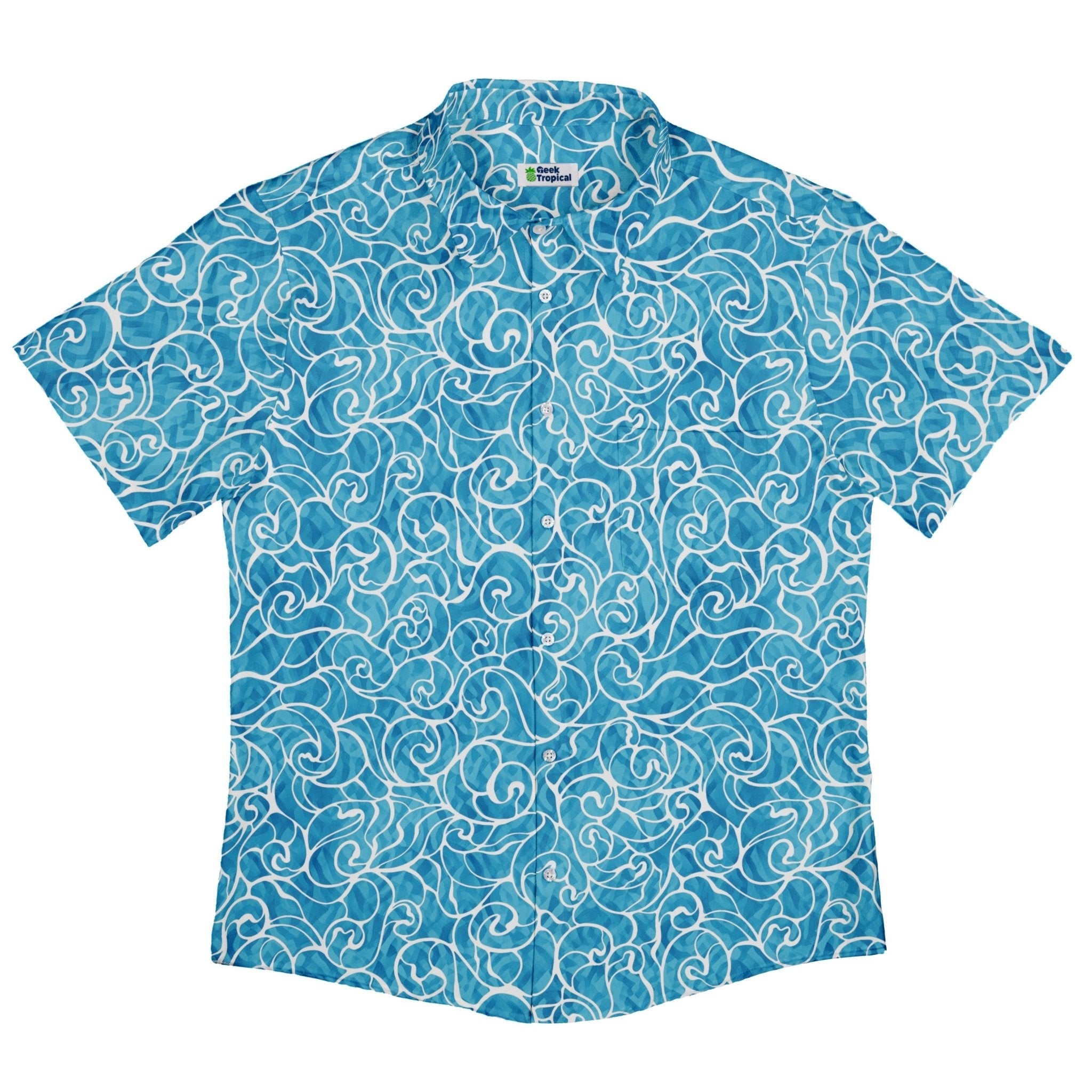 Clearance Ready - to - Ship Waves light Button Up Shirt Geek Nerd adult sizing Clearance Design By Brigid Ashwood