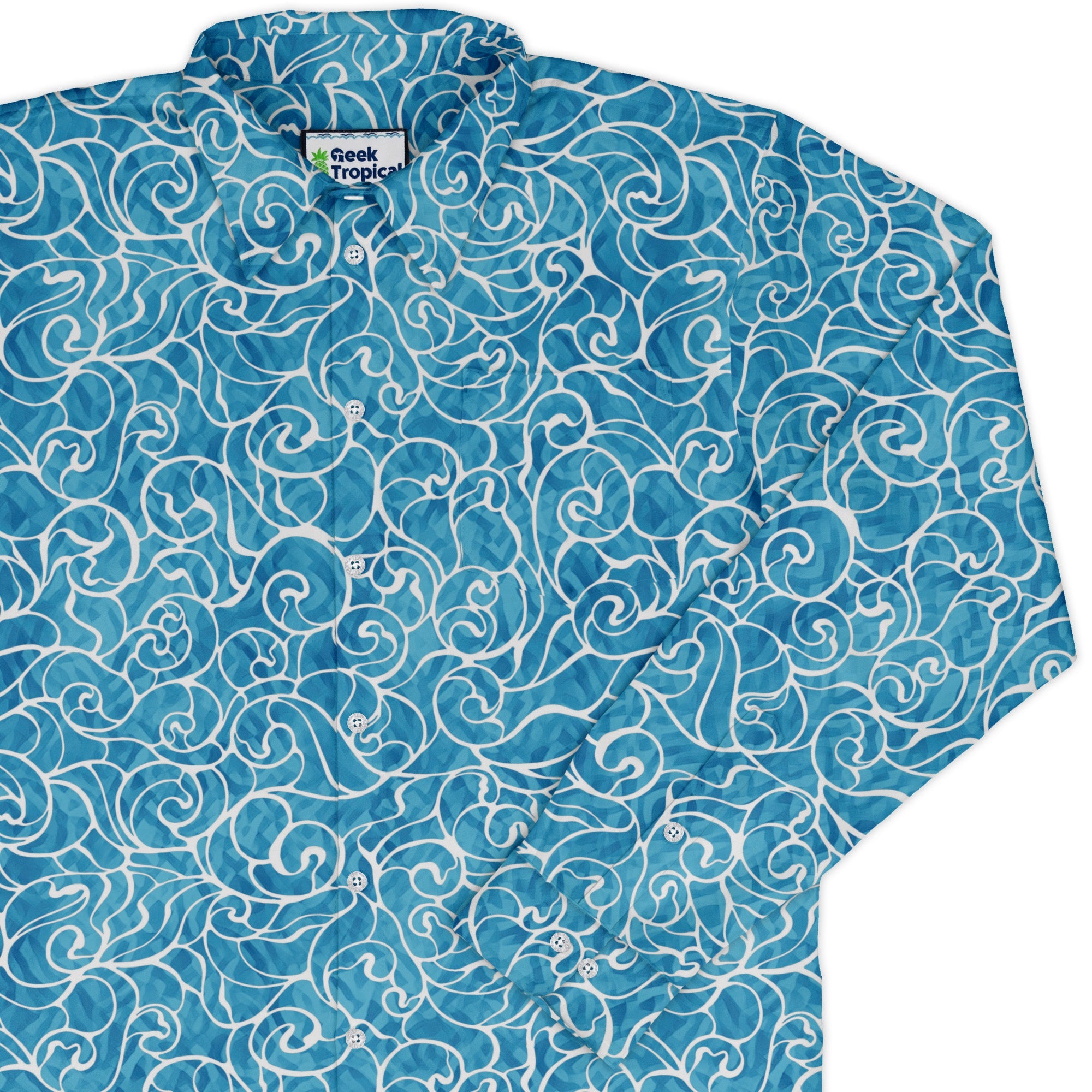 Waves light Long Sleeve Button Up Shirt