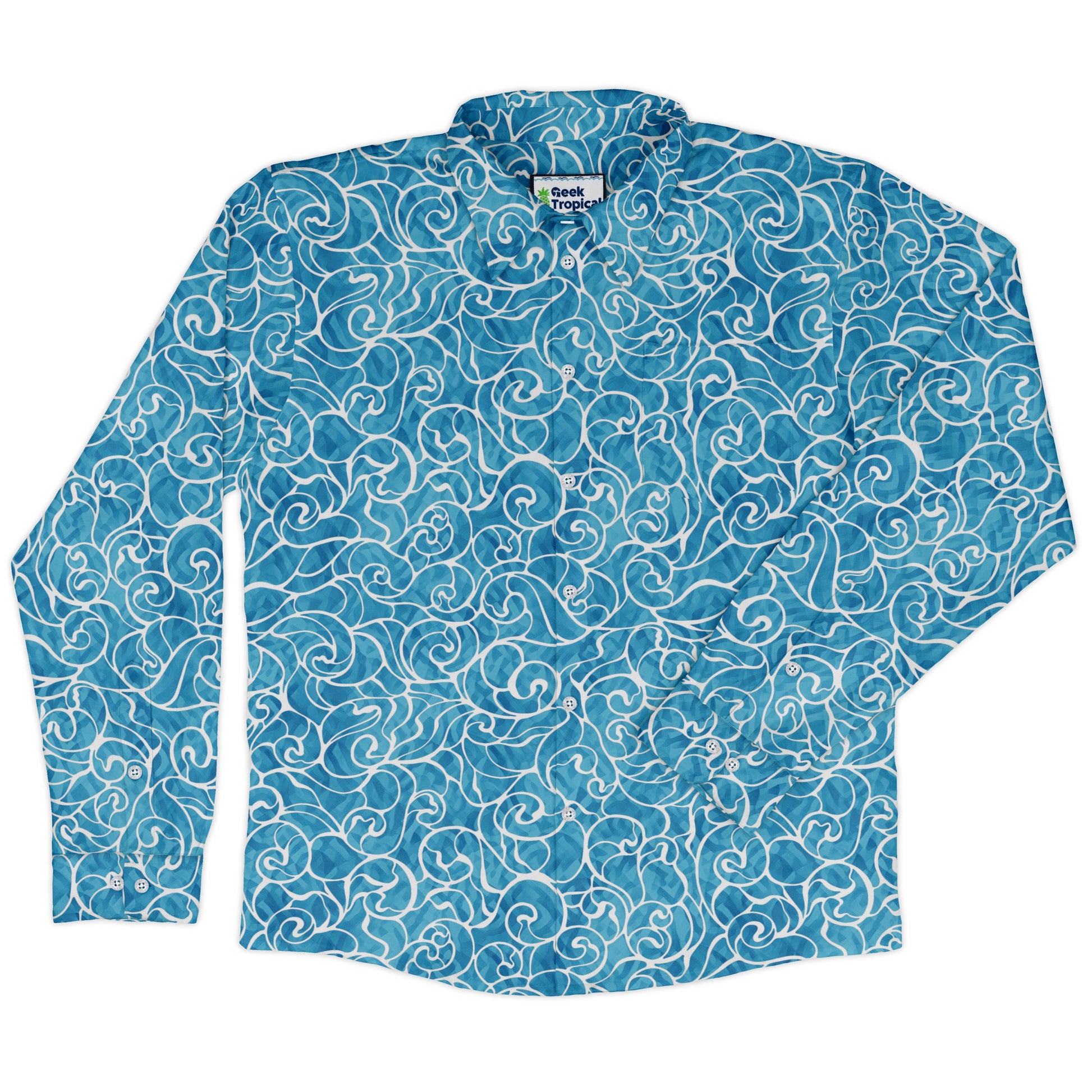 Waves light Long Sleeve Button Up Shirt