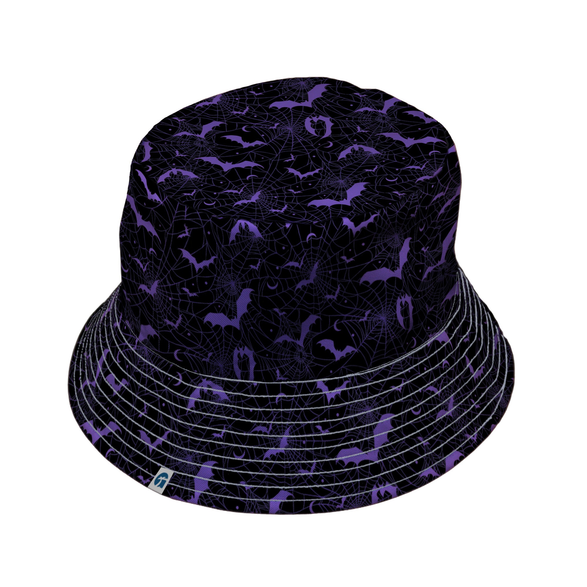 Web Bats Dark Bucket Hat Gray Stitching