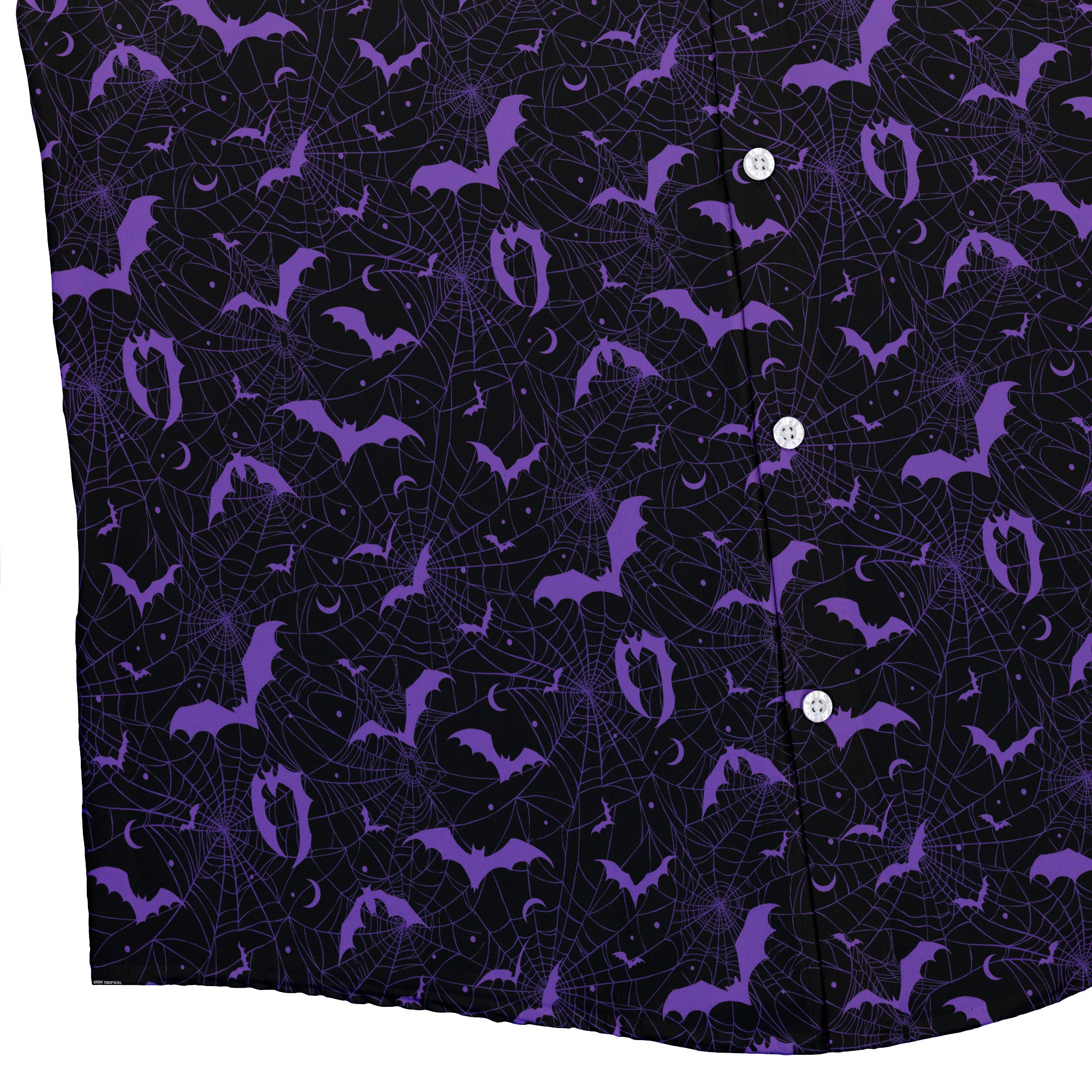 Web Bats Dark Button Up Shirt Bottom Corner