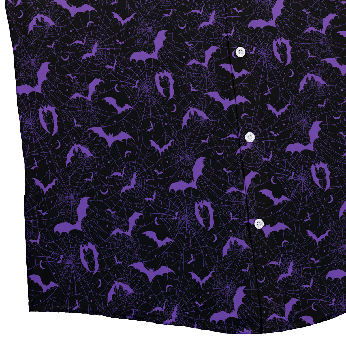 Web Bats Dark Button Up Shirt Bottom Corner