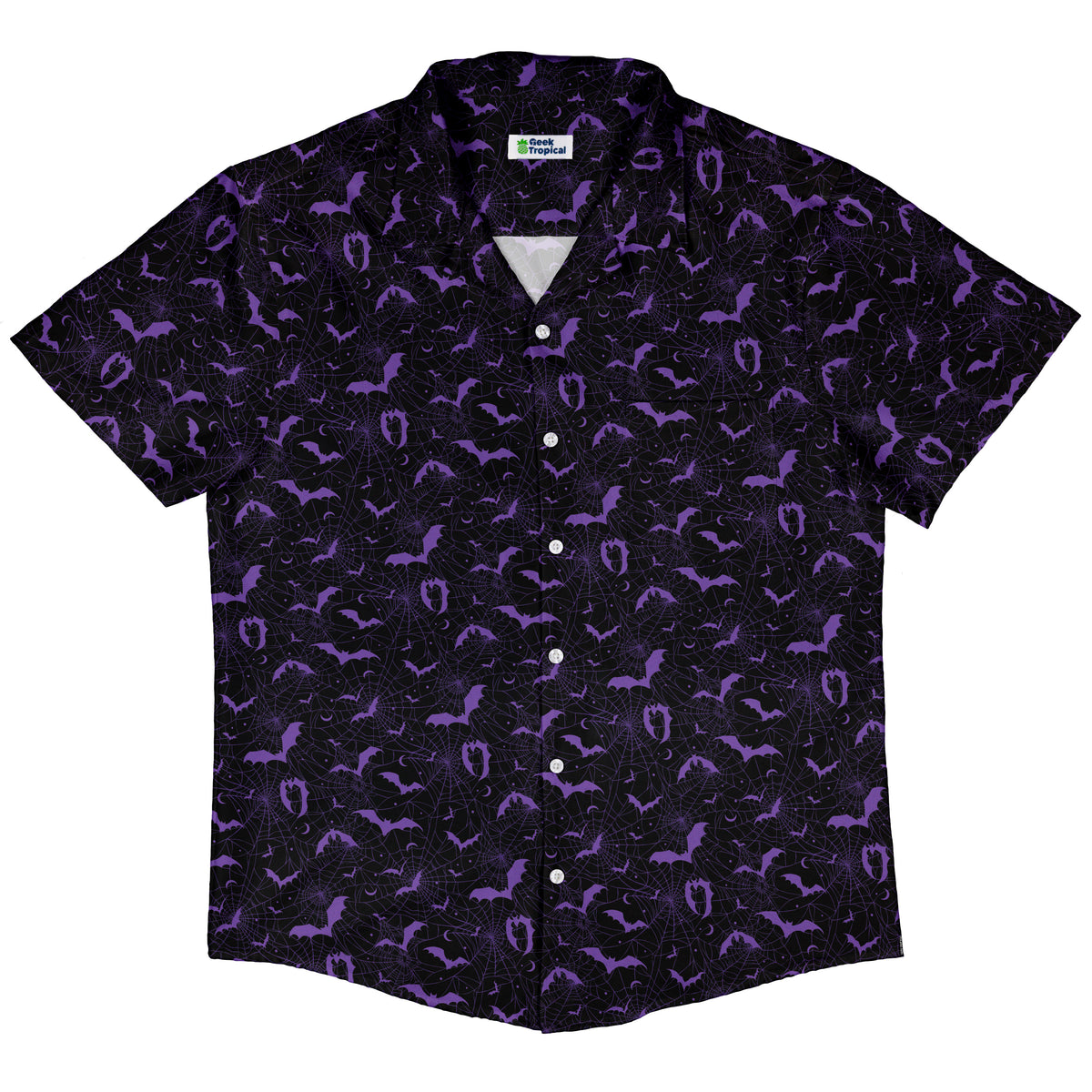 Web Bats Dark Button Up Shirt Hawaiian Front
