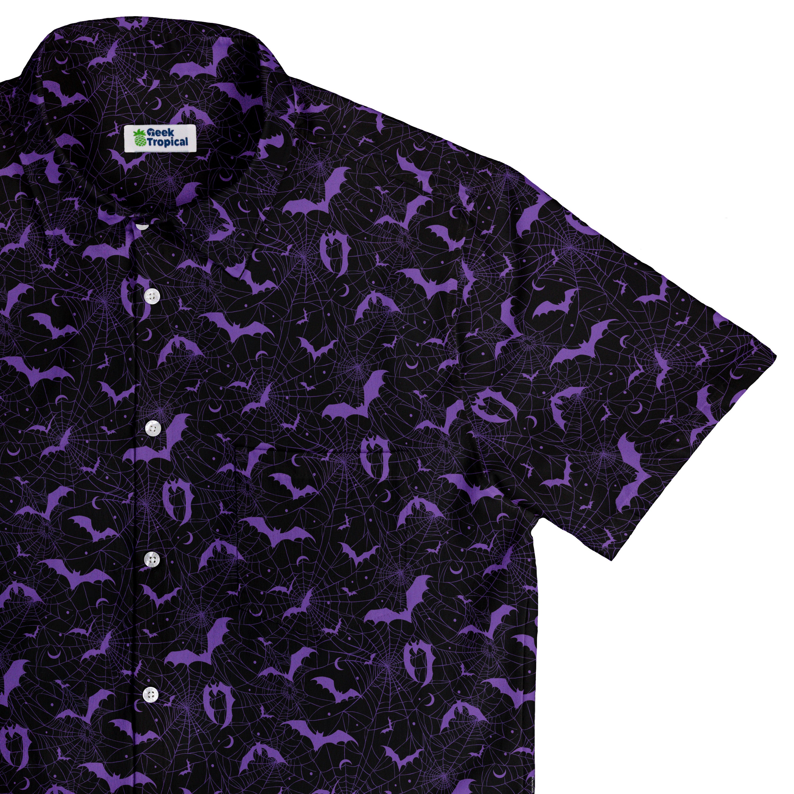Web Bats Dark Button Up Shirt Top Corner