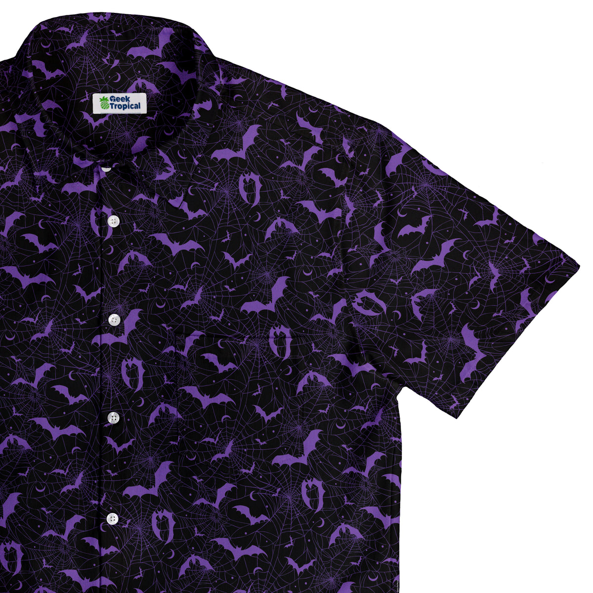 Web Bats Dark Button Up Shirt Top Corner