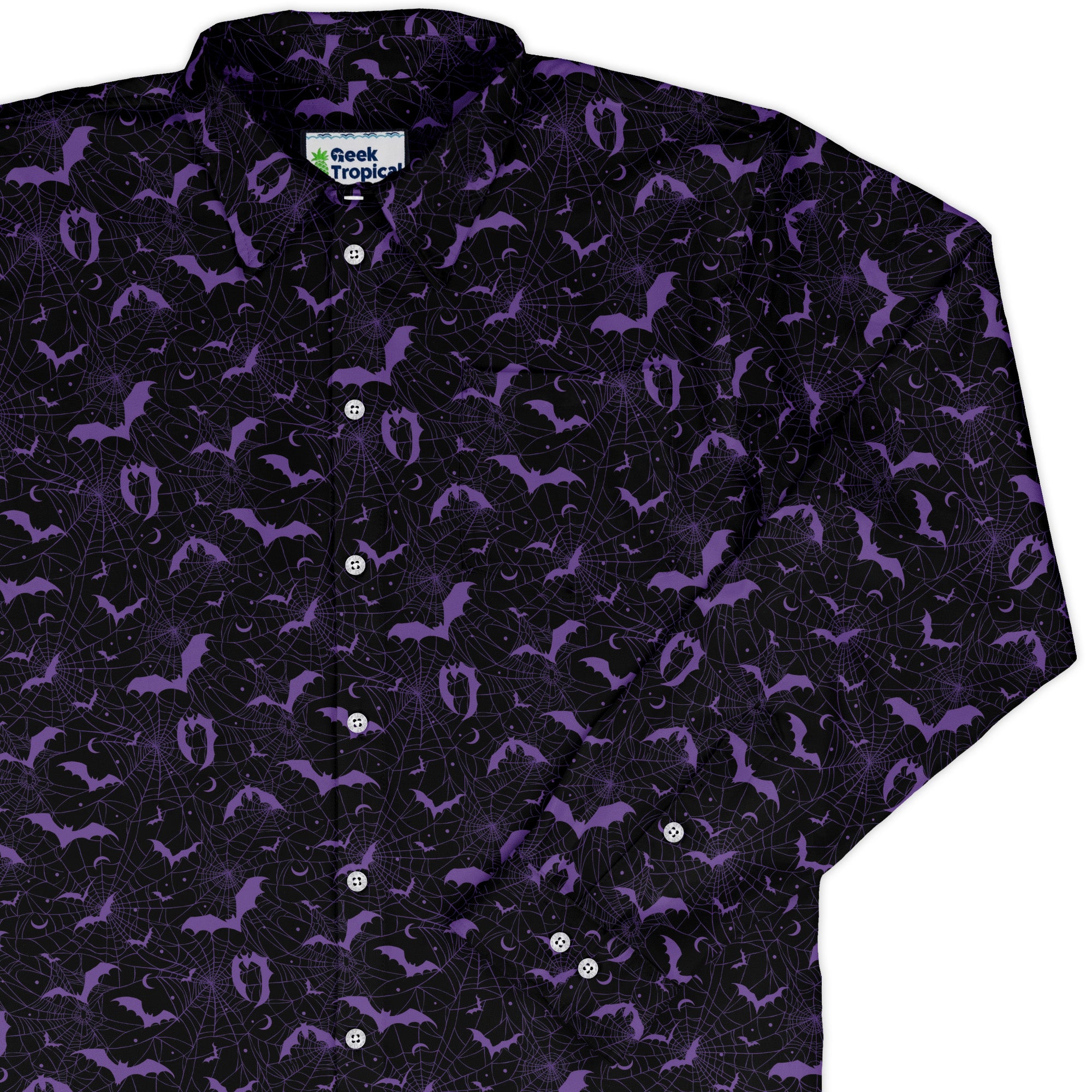 Web Bats Dark Long Sleeve Button Up Shirt cover