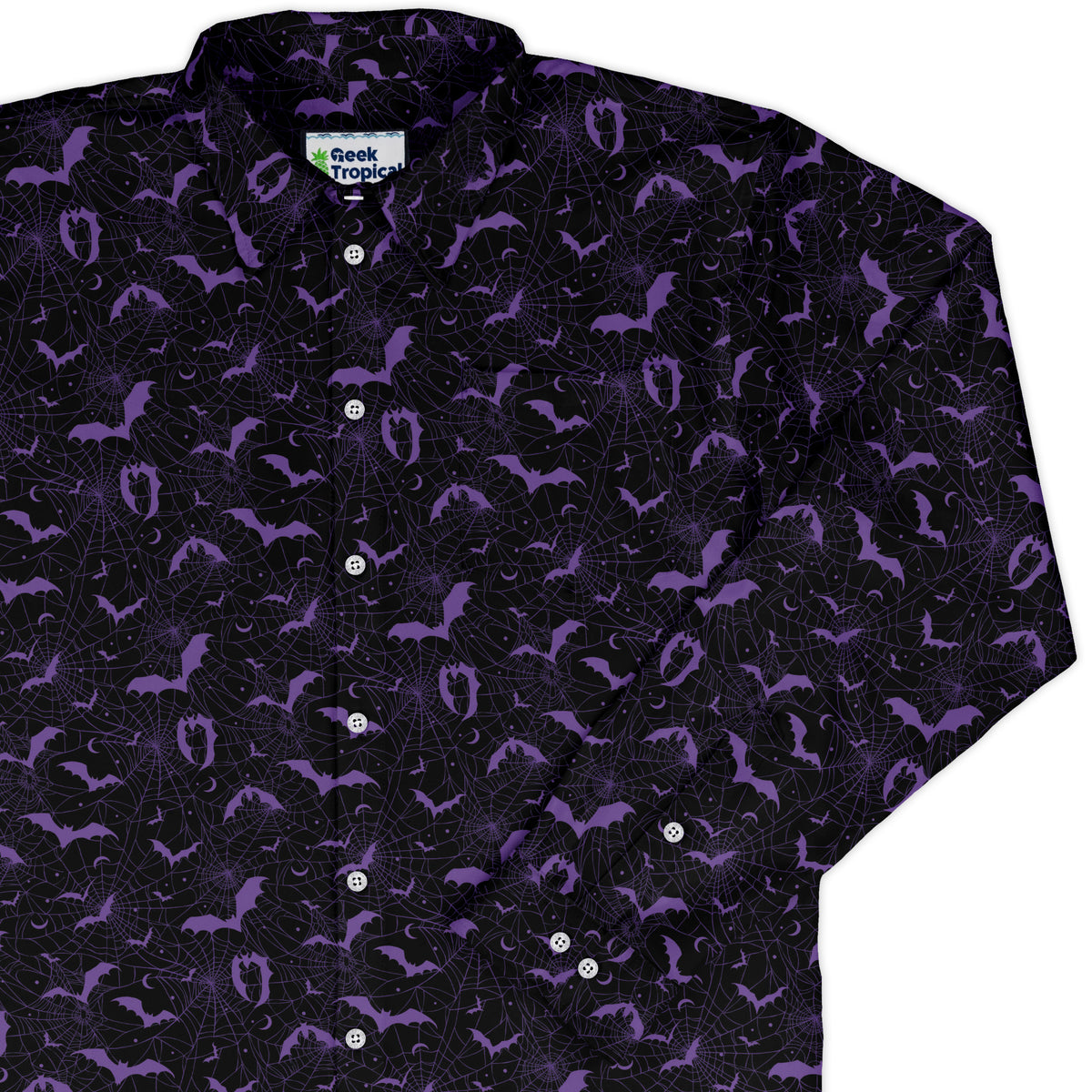 Web Bats Dark Long Sleeve Button Up Shirt cover