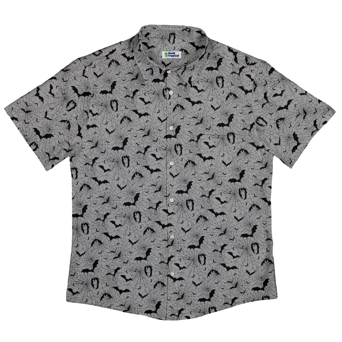 Web Bats Light Button Up Shirt Flat Front