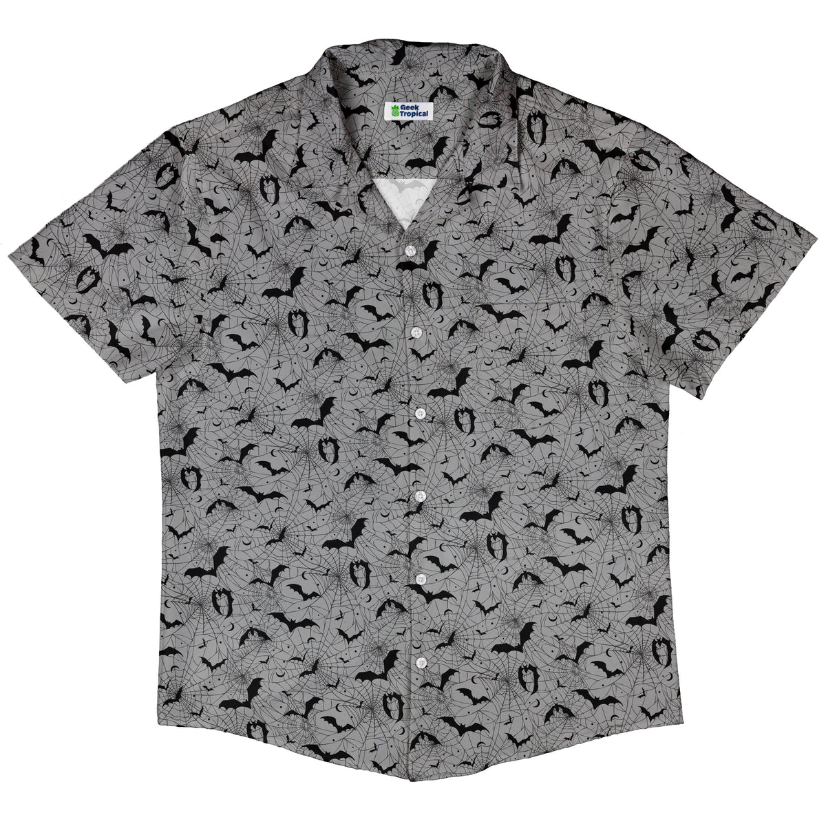 Web Bats Light Button Up Shirt Hawaiian Front