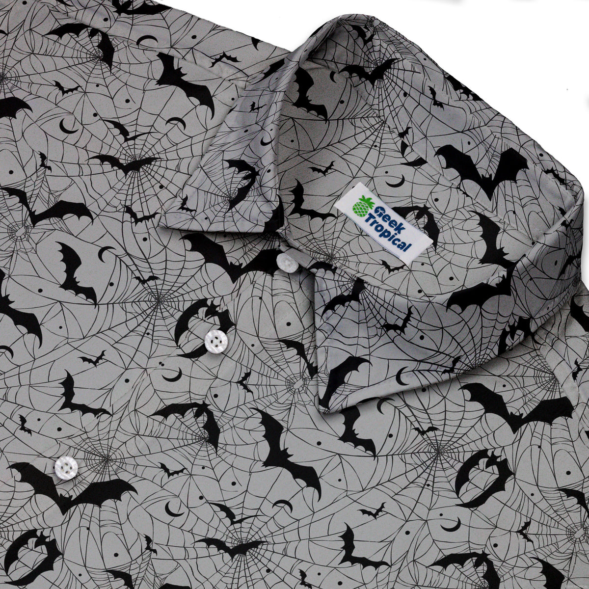 Web Bats Light Button Up Shirt Neck