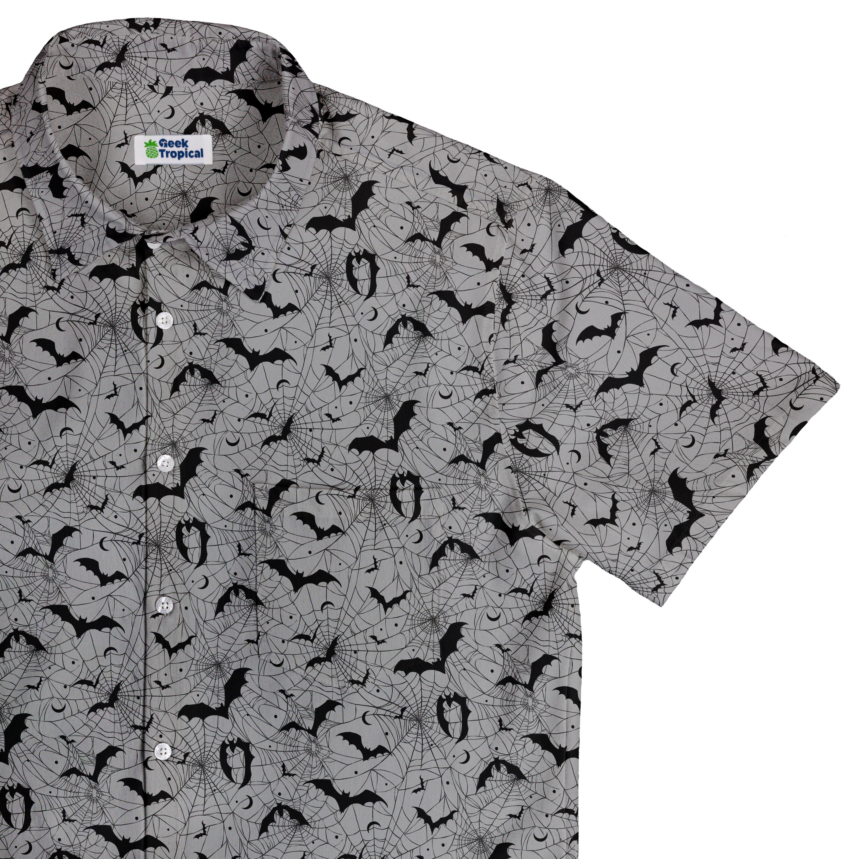 Web Bats Light Button Up Shirt Top Corner