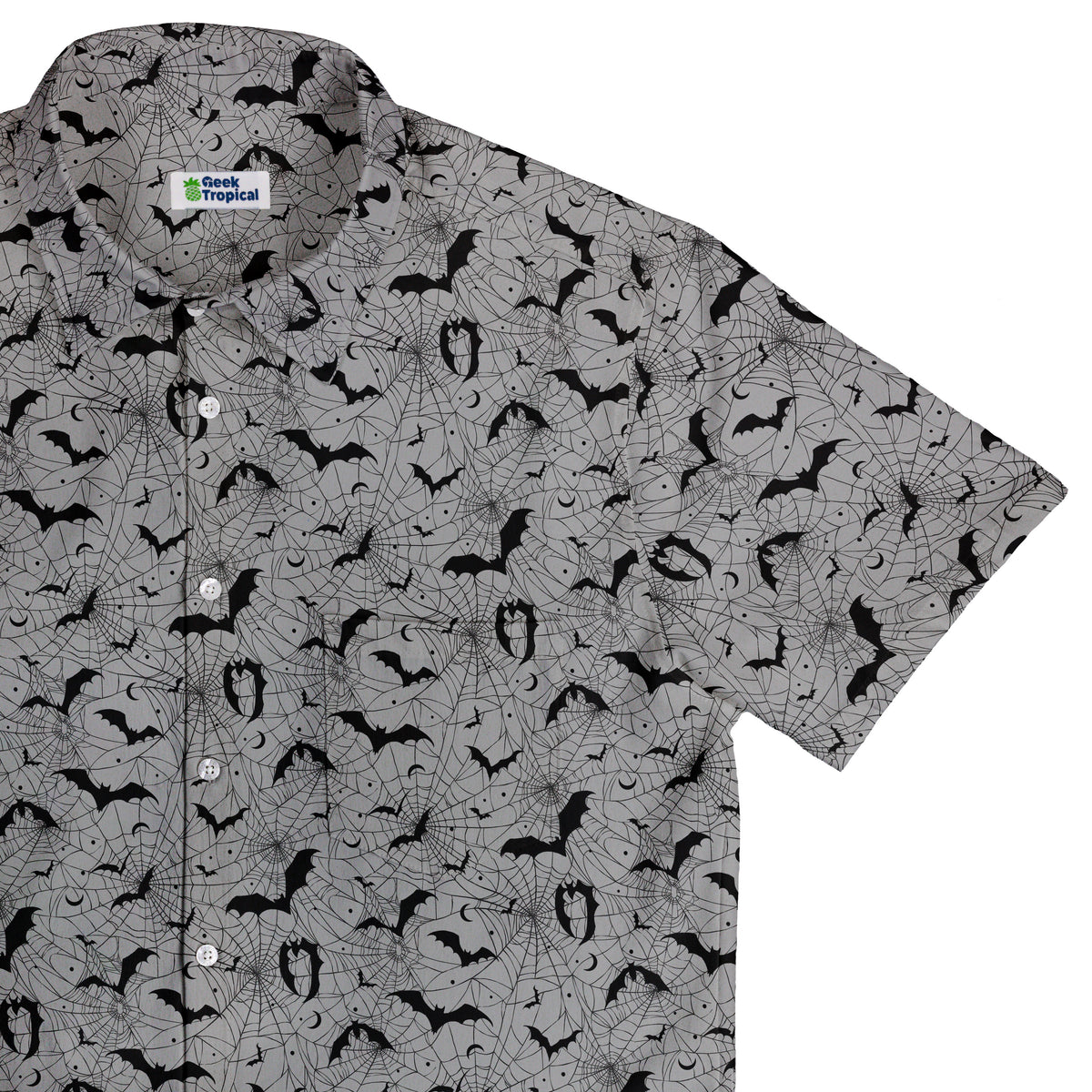 Web Bats Light Button Up Shirt Top Corner