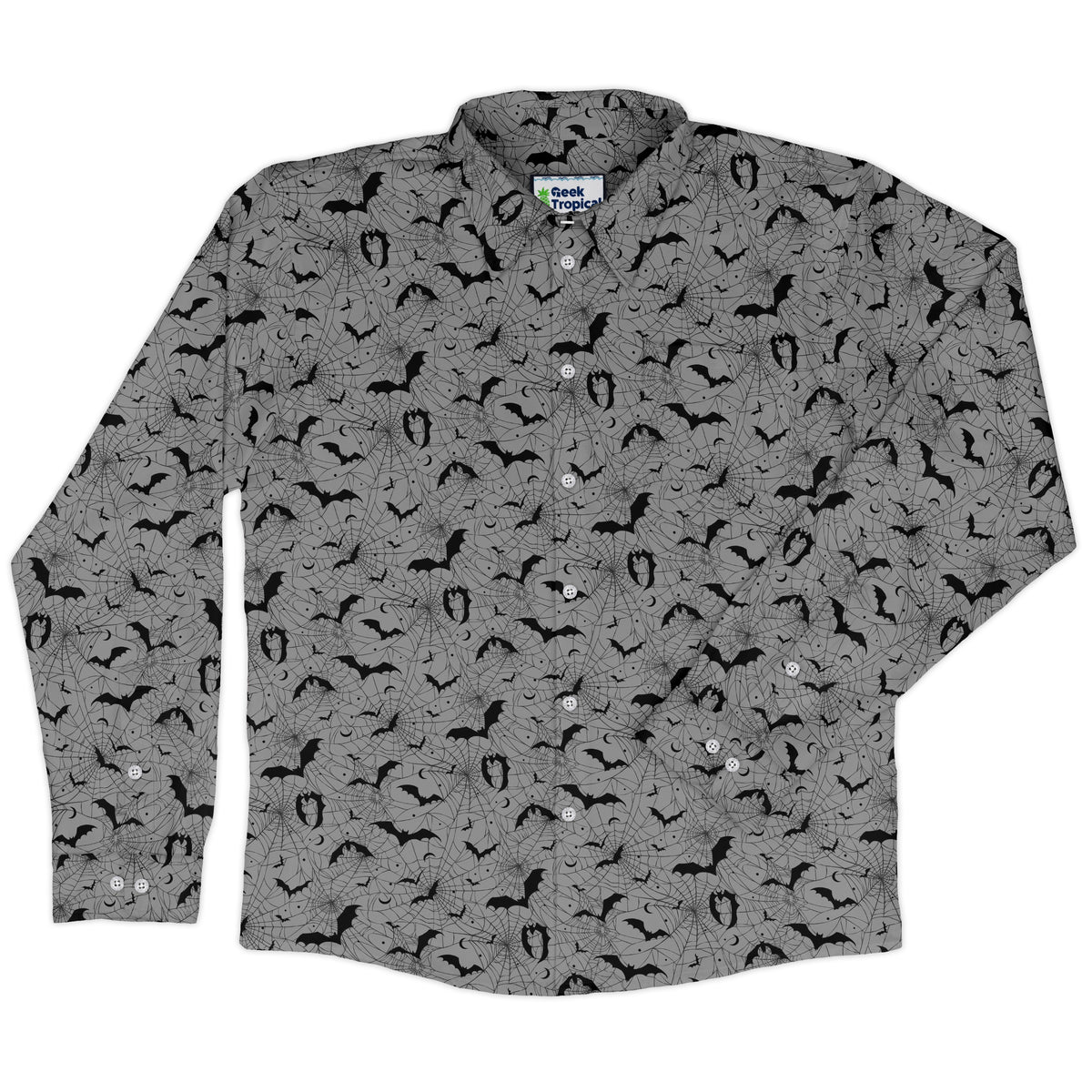 Web Bats Light Long Sleeve Button Up Shirt front