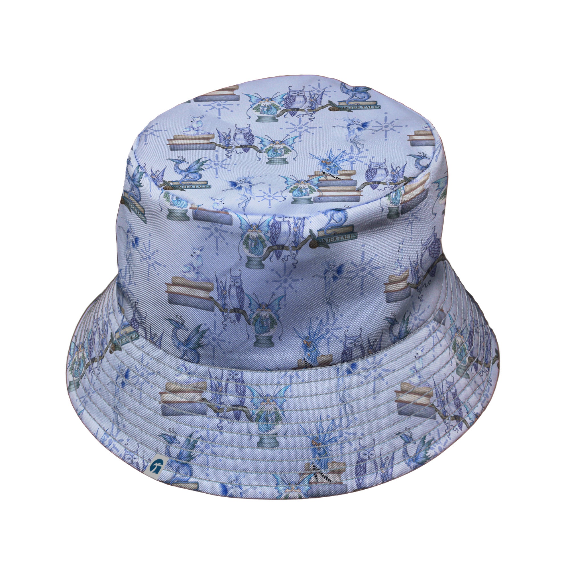 Whimsical Winter Reads Bucket Hat Gray Stitching