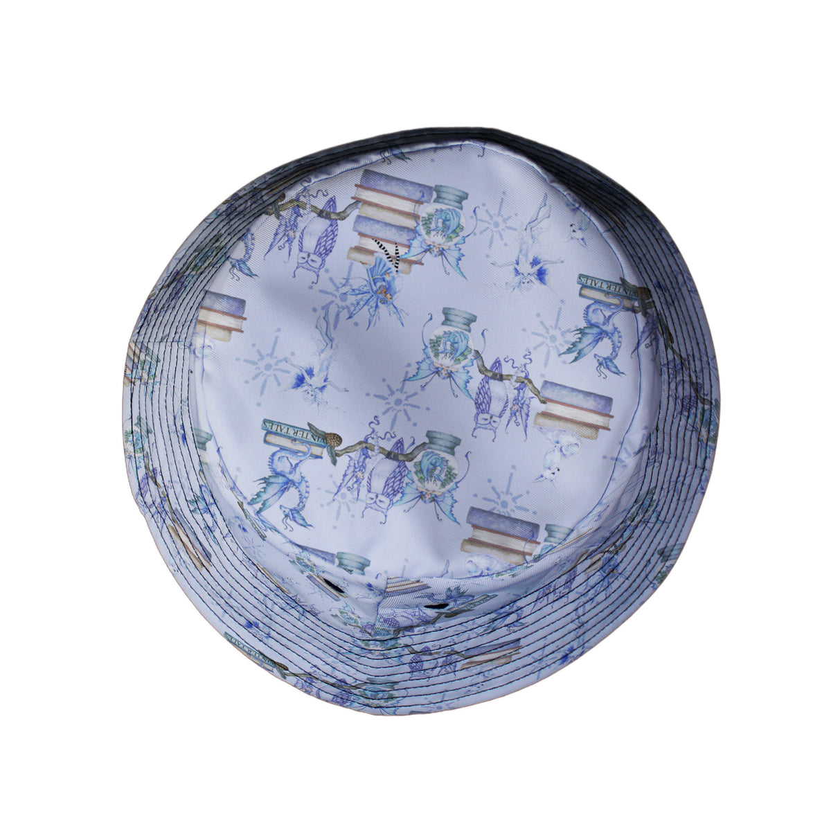 Whimsical Winter Reads Bucket Hat Top View