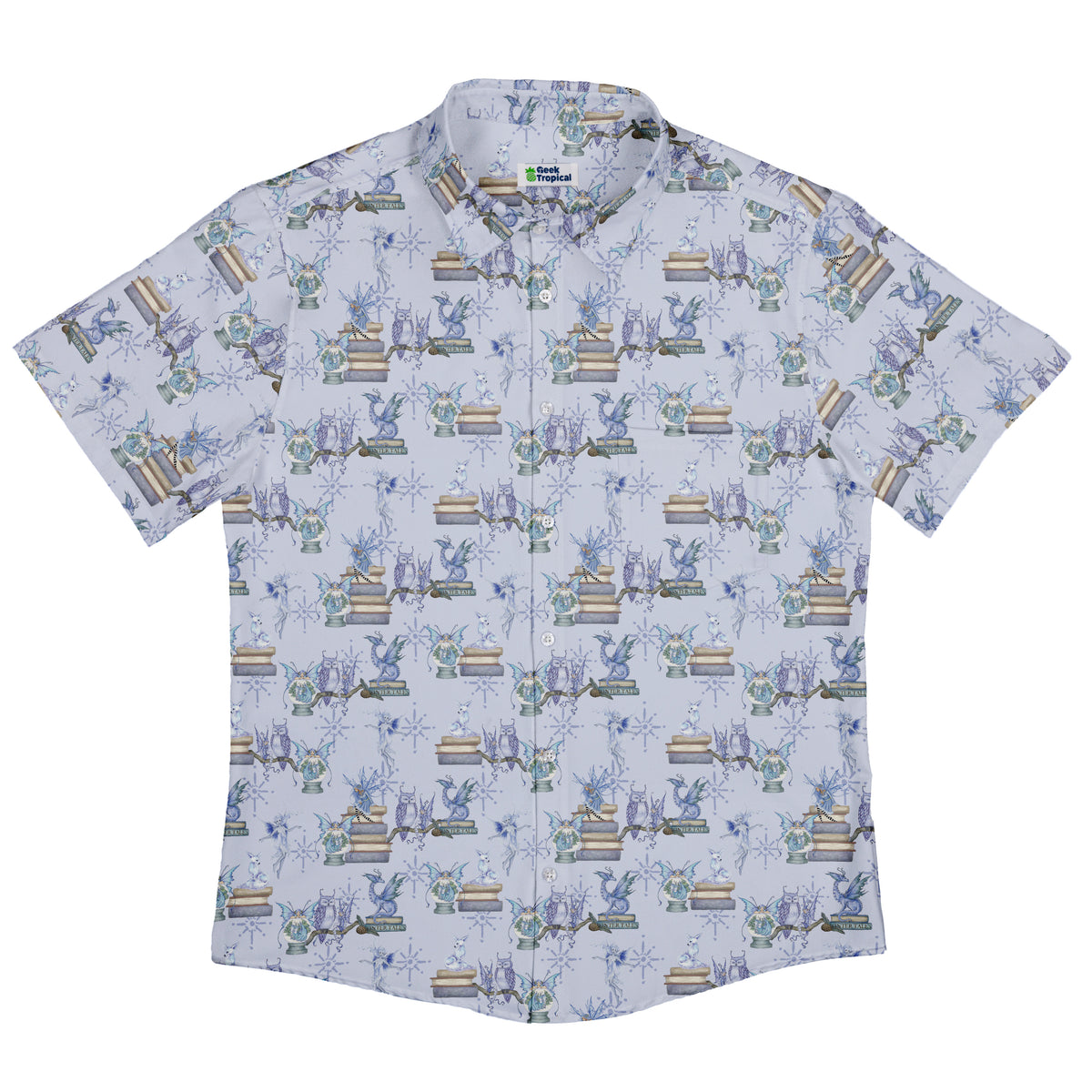 Whimsical Winter Reads Button Up Shirt Flat Front