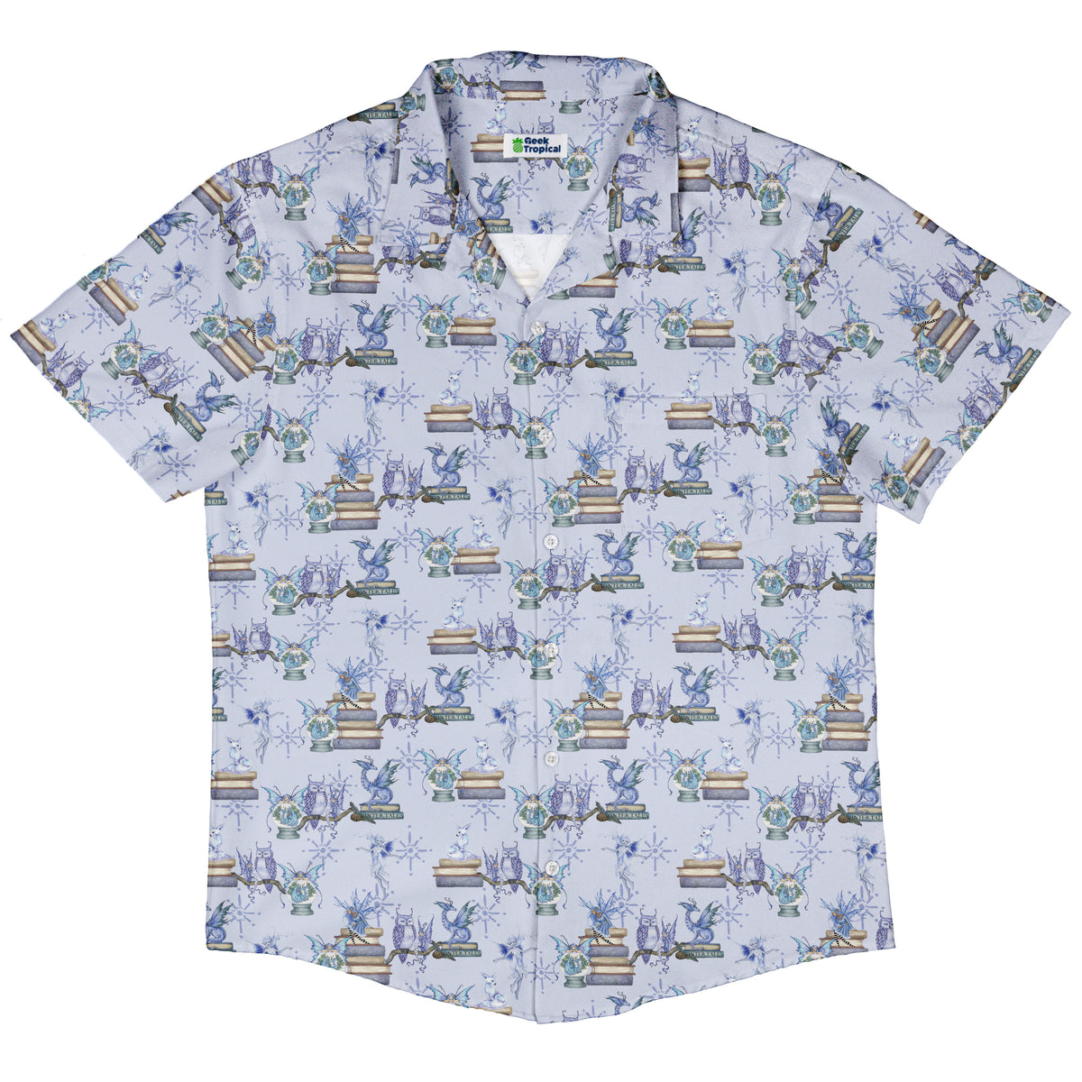Whimsical Winter Reads Button Up Shirt Hawaiian Front