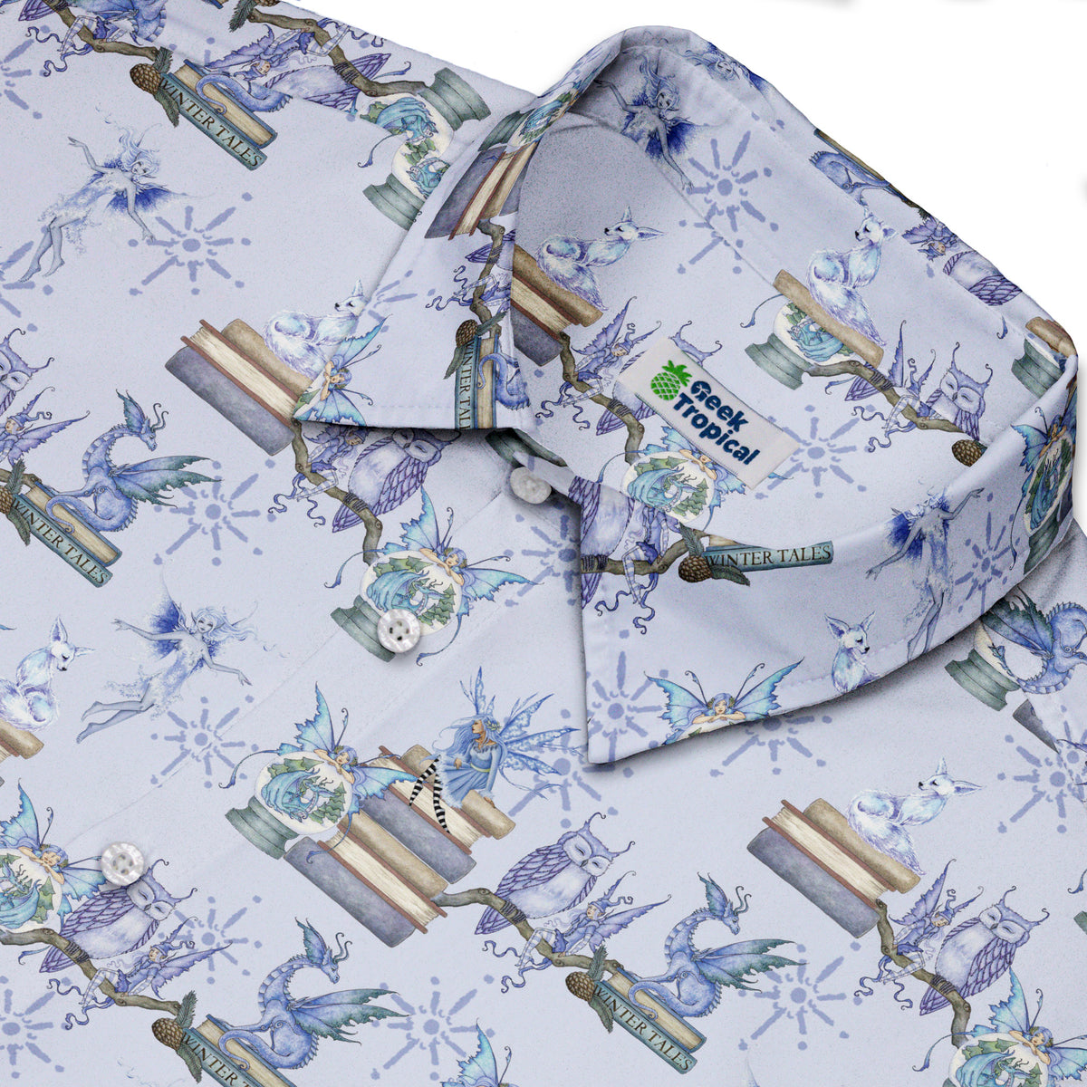 Whimsical Winter Reads Button Up Shirt Neck