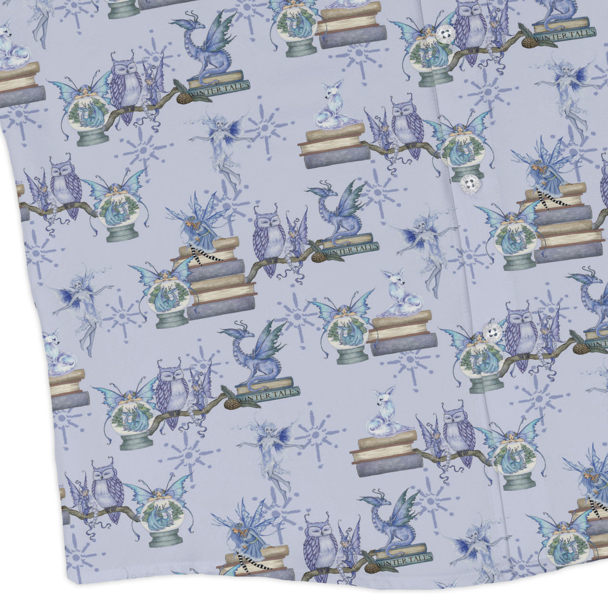 Whimsical Winter Reads Long Sleeve Button Up Shirt corner