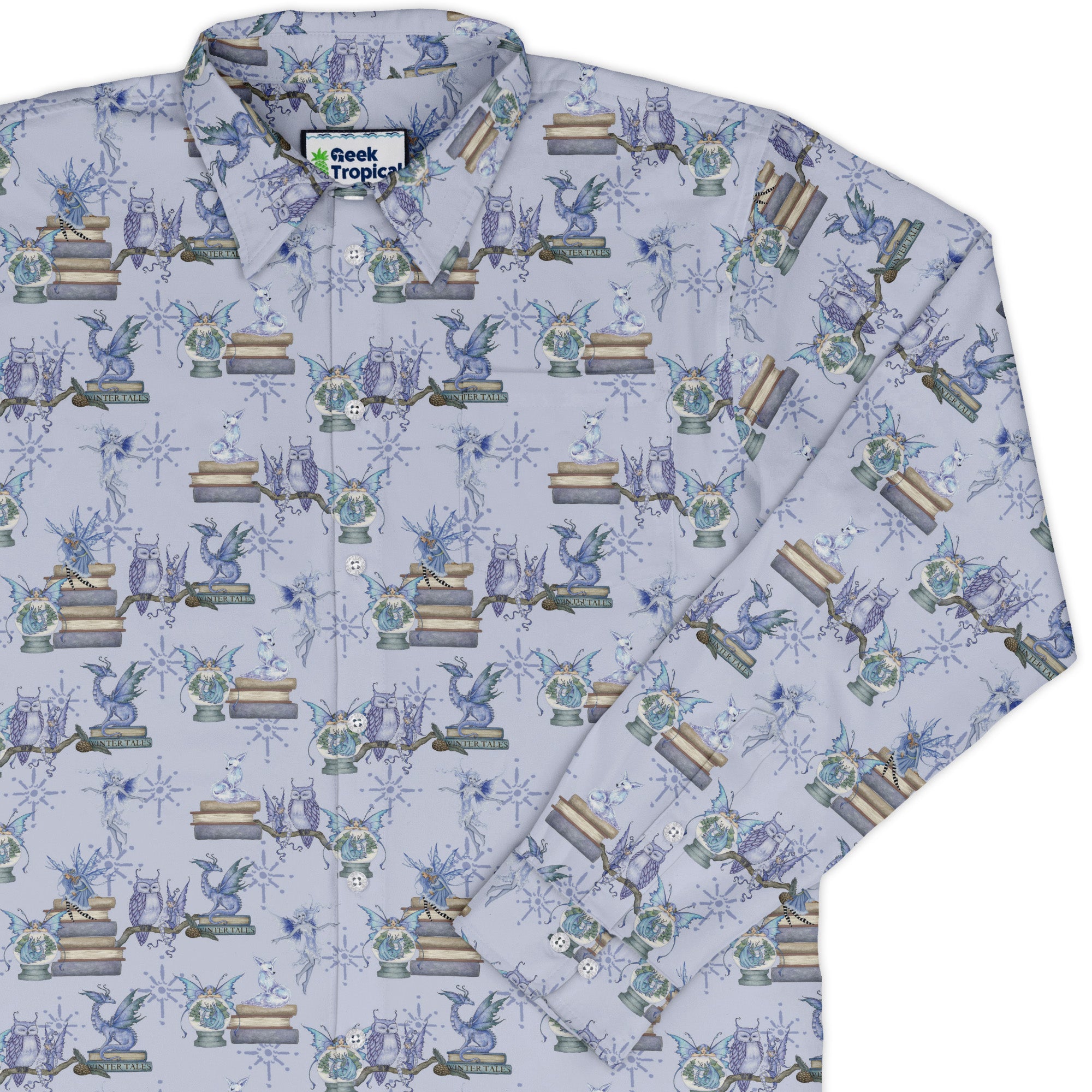Whimsical Winter Reads Long Sleeve Button Up Shirt cover