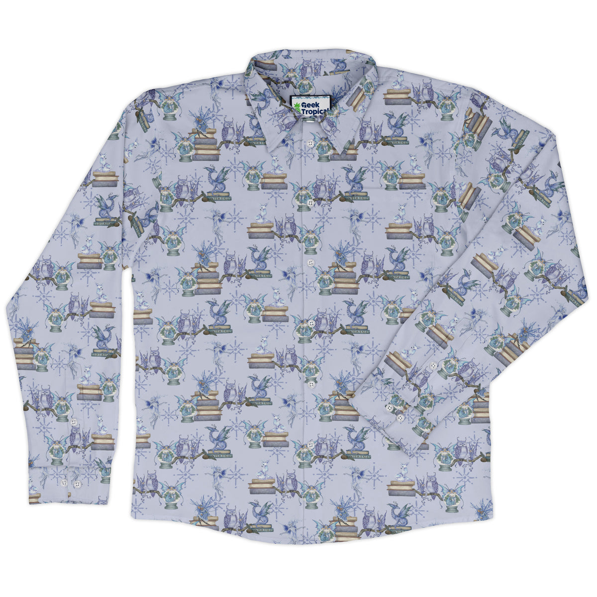 Whimsical Winter Reads Long Sleeve Button Up Shirt front