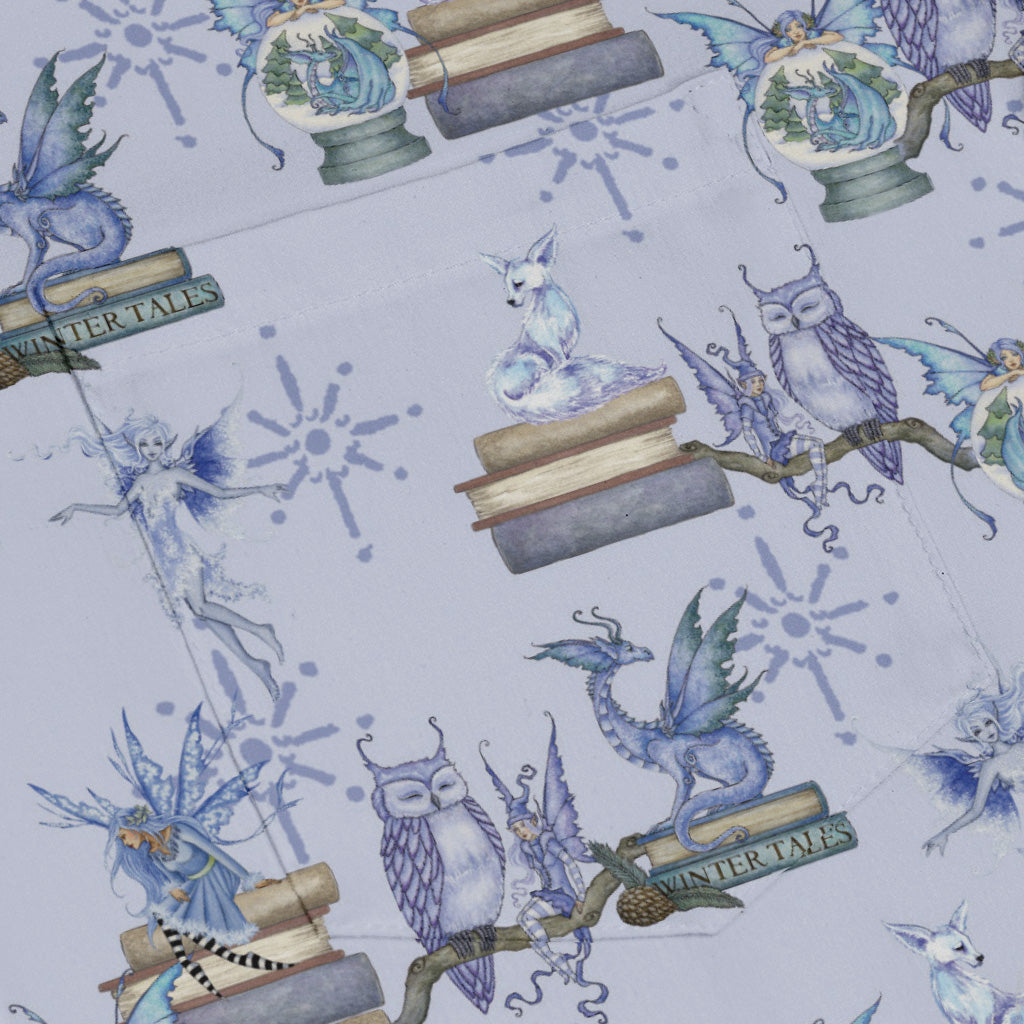 Whimsical Winter Reads Long Sleeve Button Up Shirt pocket