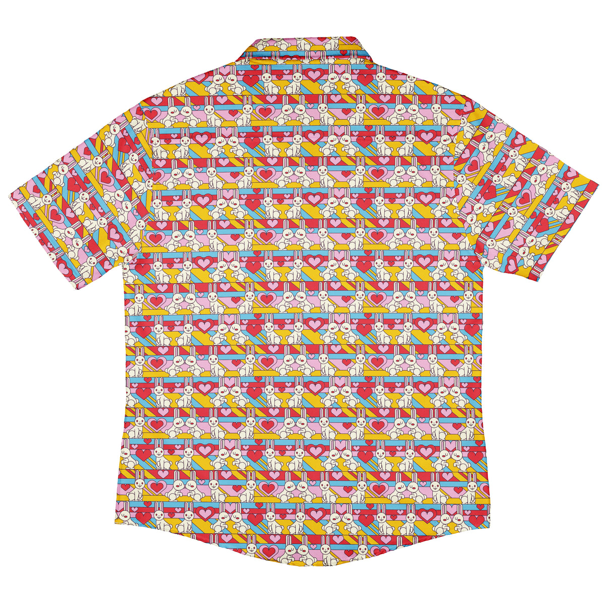 White Bunnies In Love Button Up Shirt Back