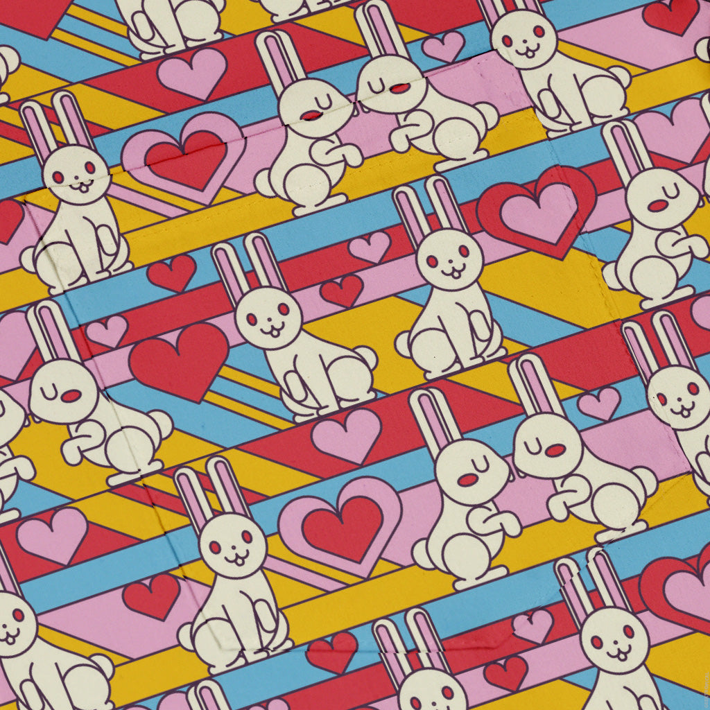 White Bunnies In Love Button Up Shirt Pocket