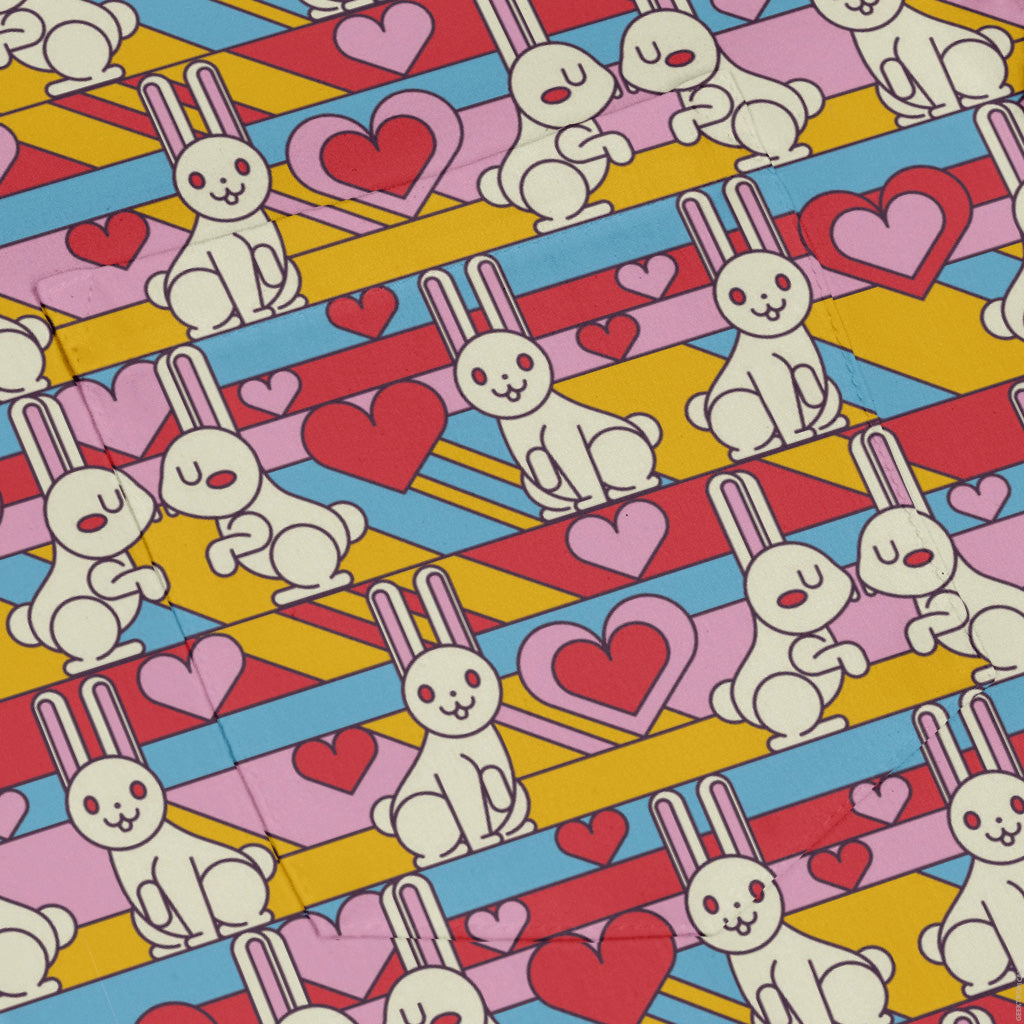 White Bunnies In Love Long Sleeve Button Up Shirt pocket