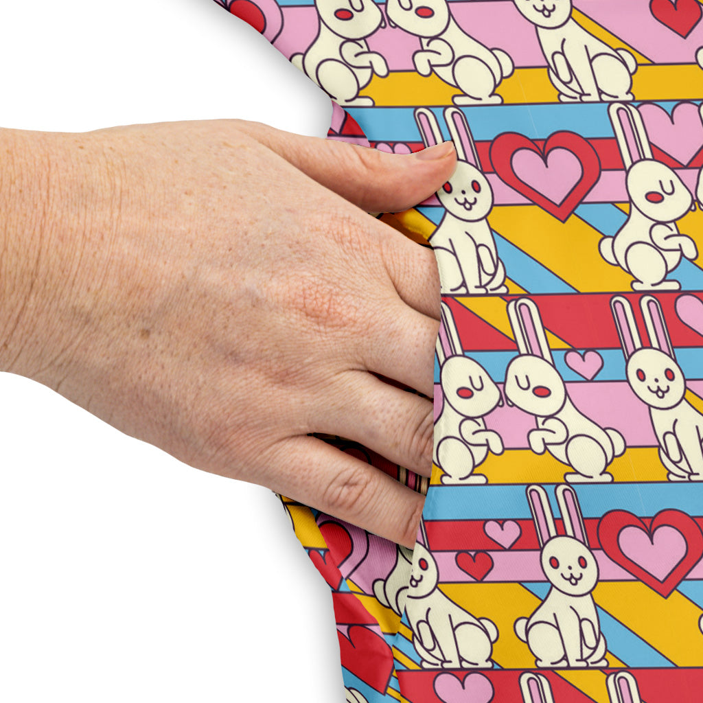 White Bunnies In Love Sleeveless Dress Pocket