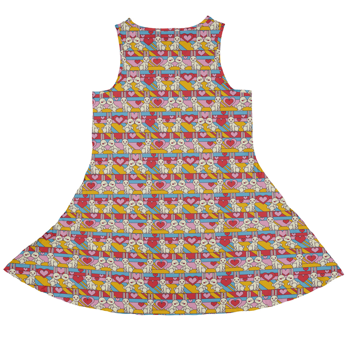 White Bunnies In Love Sleeveless Dress back