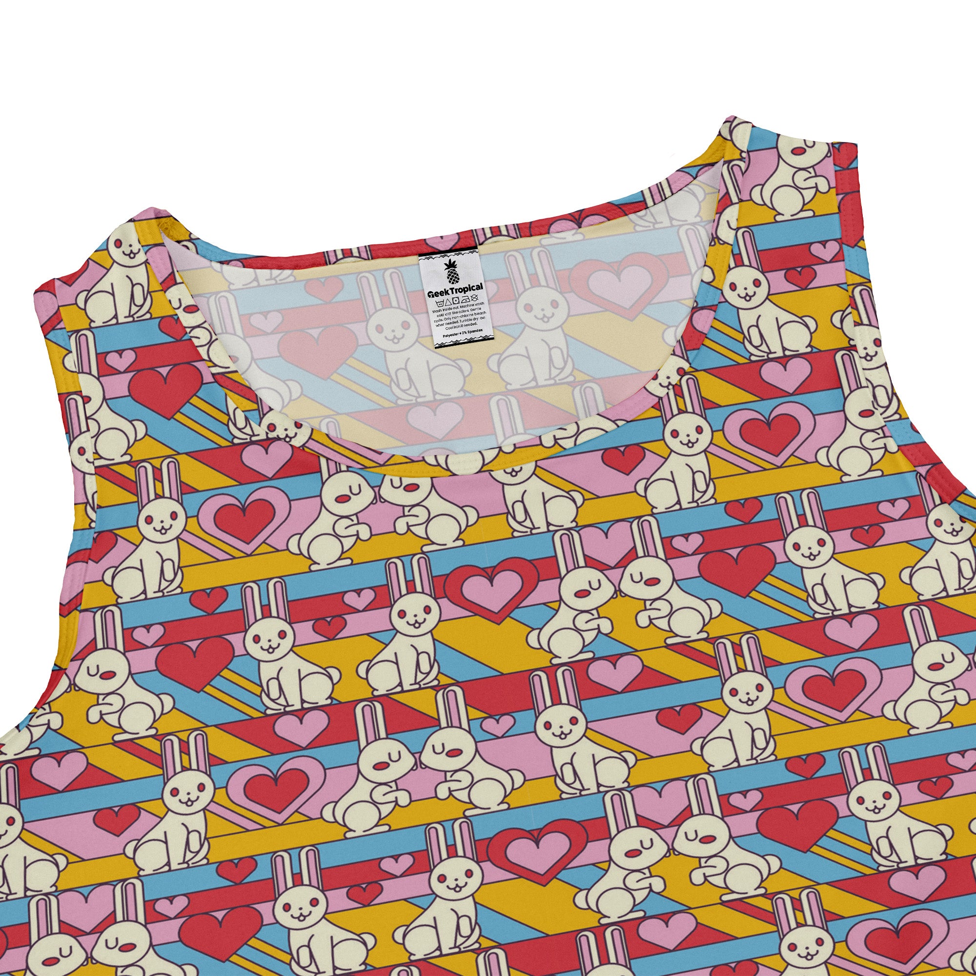 White Bunnies In Love Sleeveless Dress close front