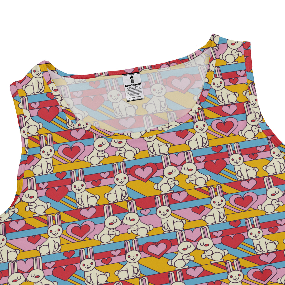 White Bunnies In Love Sleeveless Dress close front