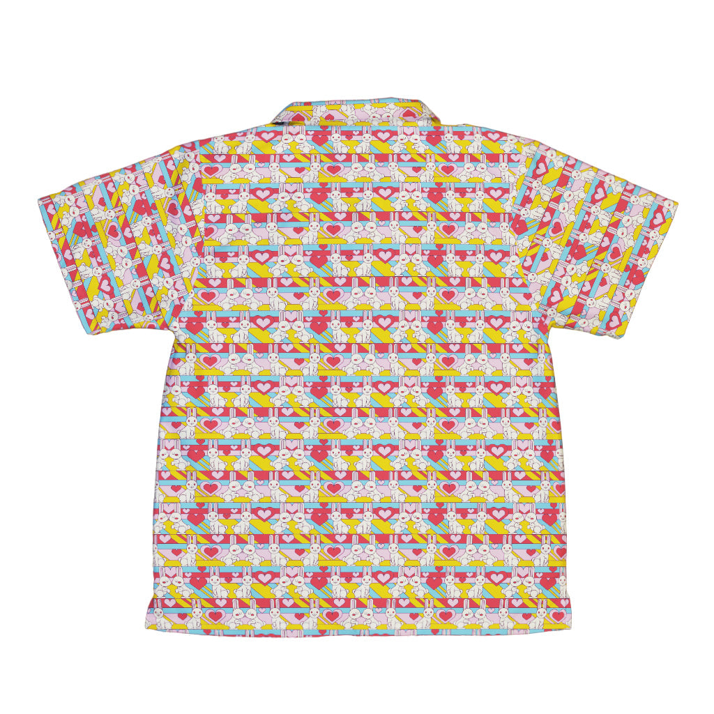 White Bunnies In Love Youth Hawaiian Shirt Back