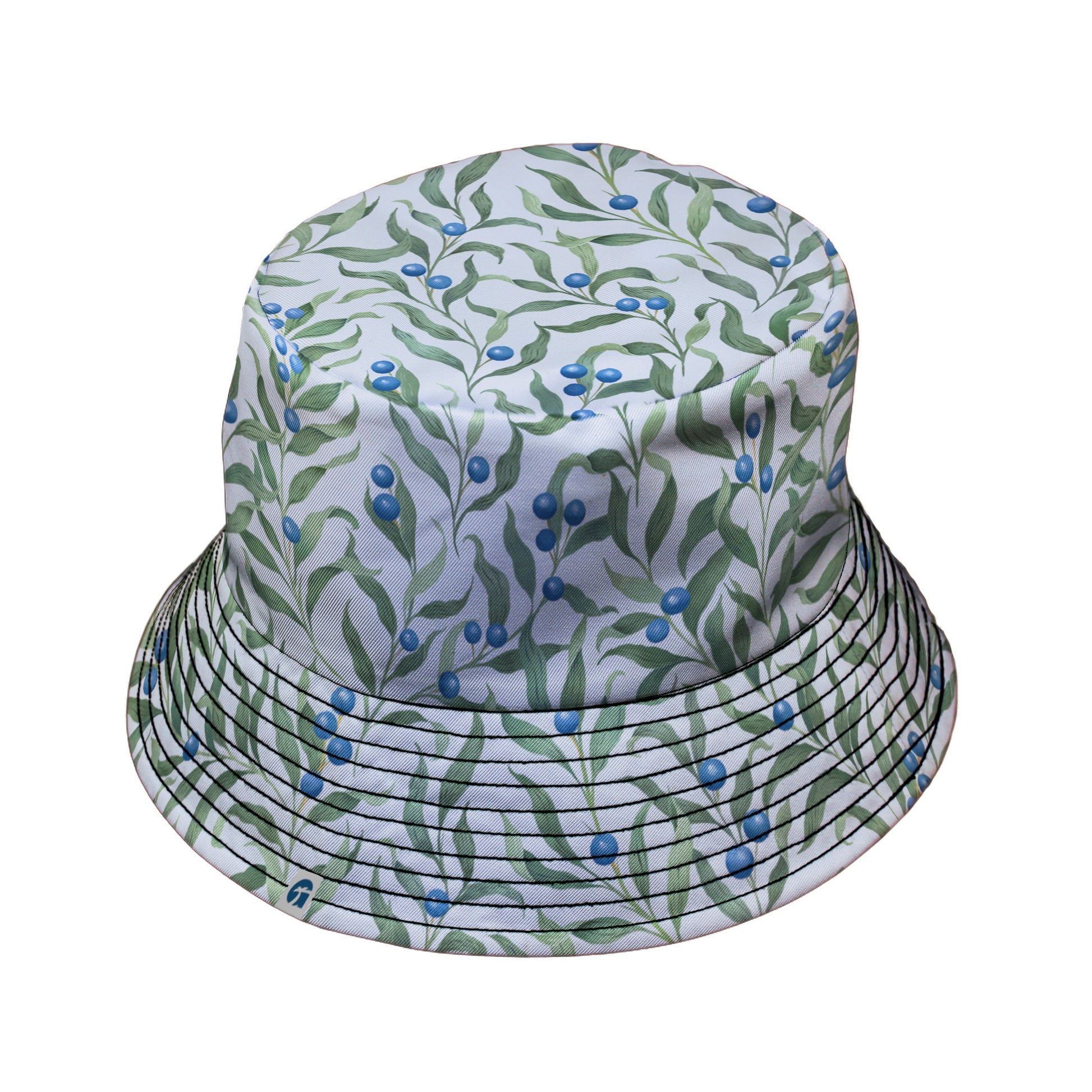 Wild Blueberry Sprigs Bucket Hat Black Stitching
