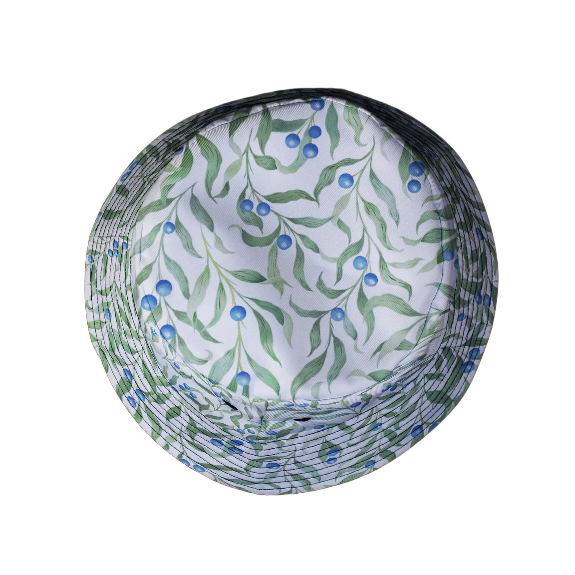 Wild Blueberry Sprigs Bucket Hat Top View