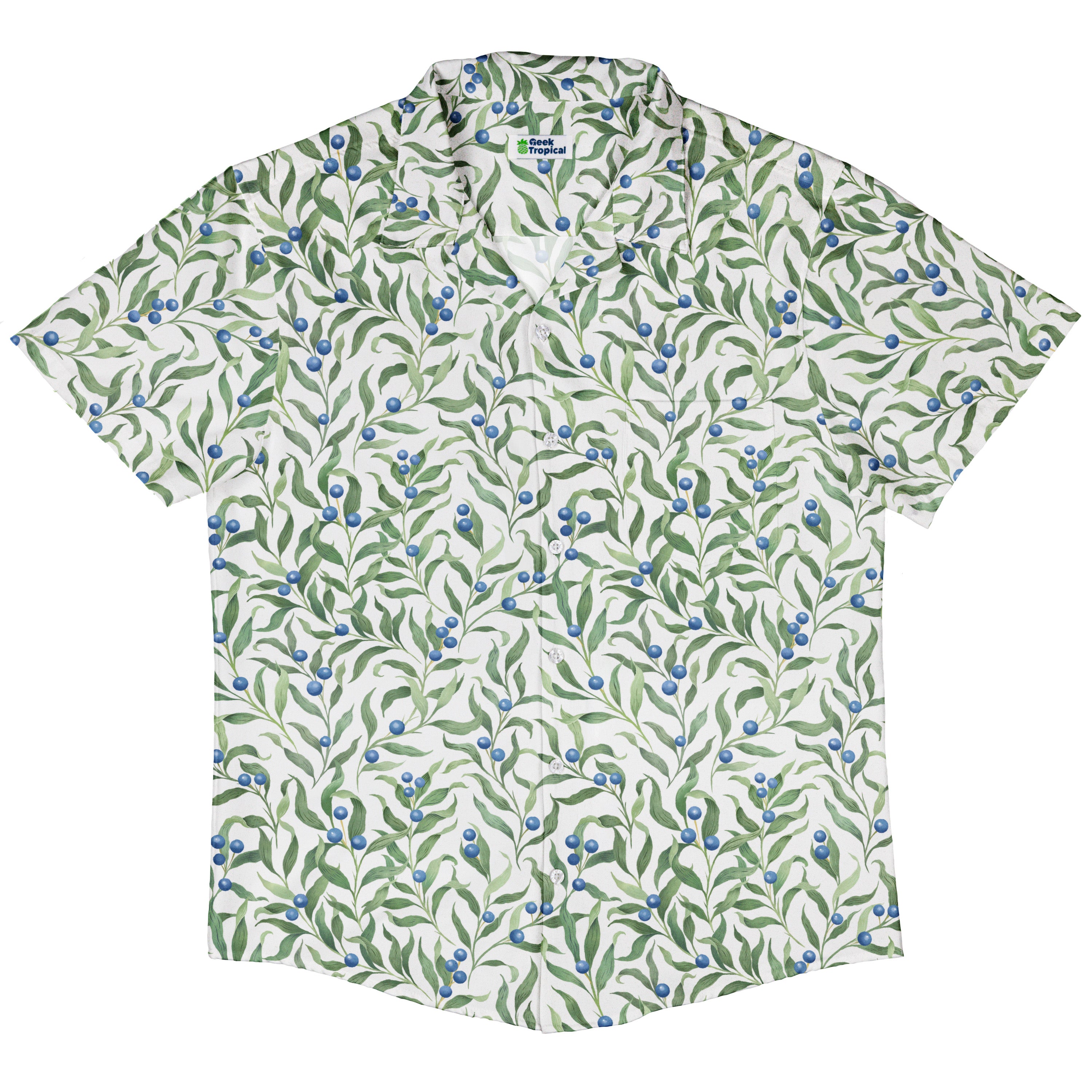 Wild Blueberry Sprigs Button Up Shirt Hawaiian Front