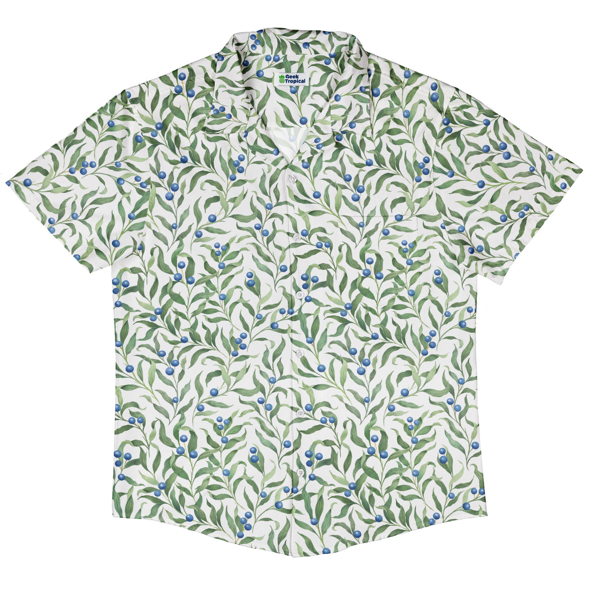 Wild Blueberry Sprigs Button Up Shirt Hawaiian Front