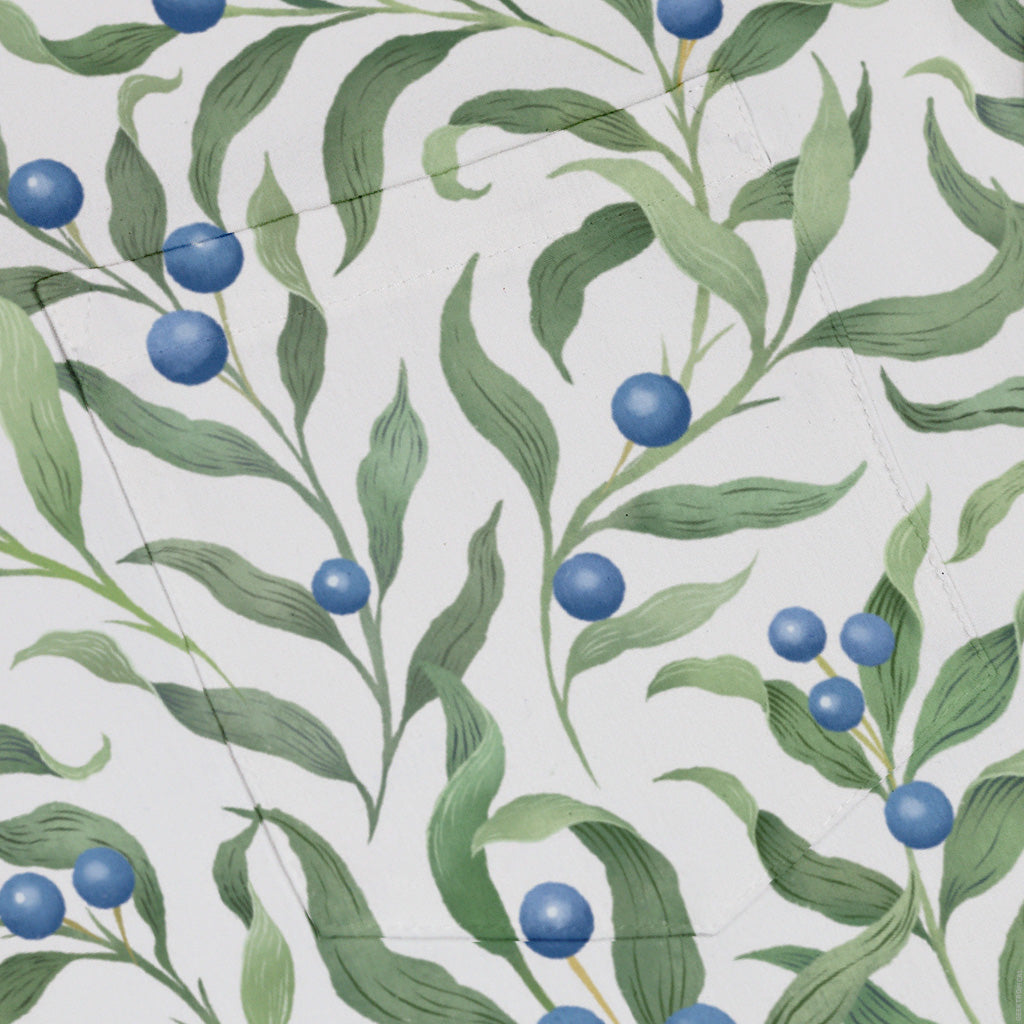 Wild Blueberry Sprigs Button Up Shirt Pocket