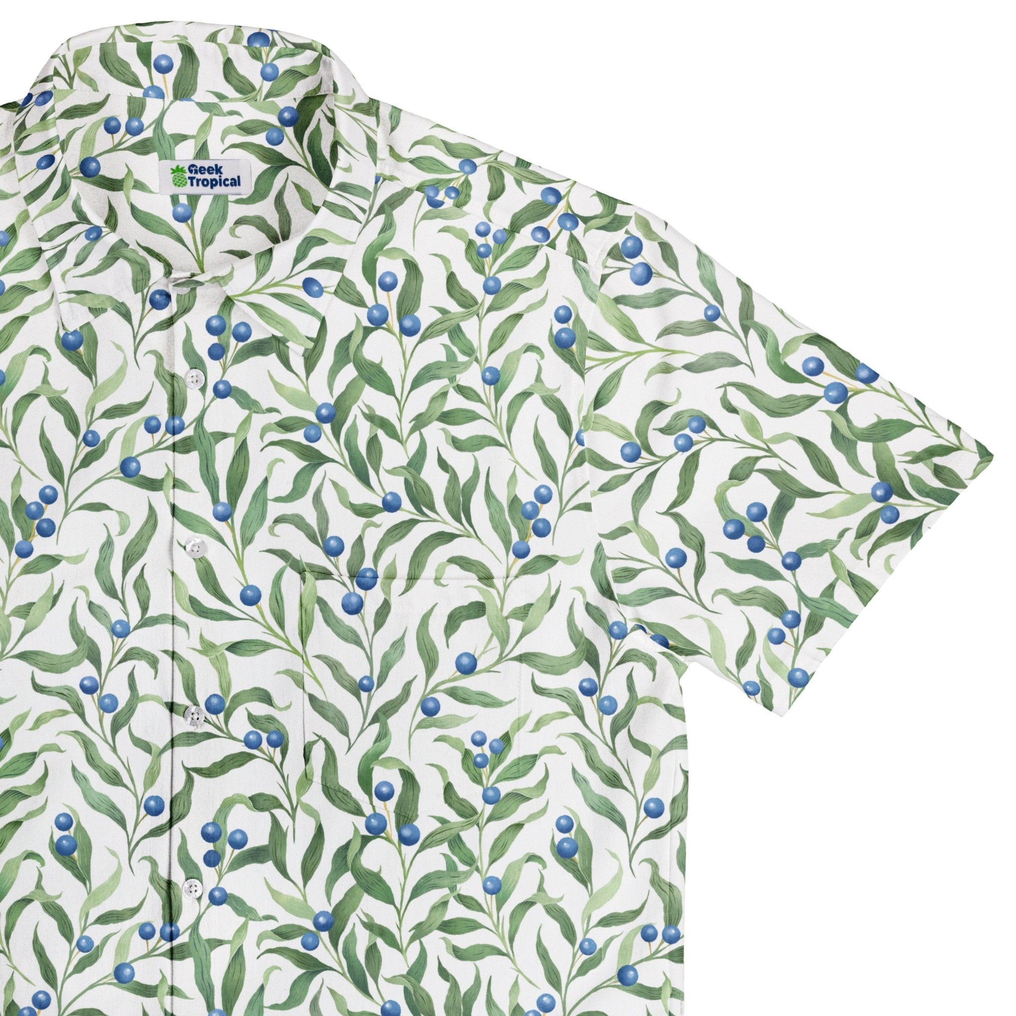 Wild Blueberry Sprigs Button Up Shirt 1