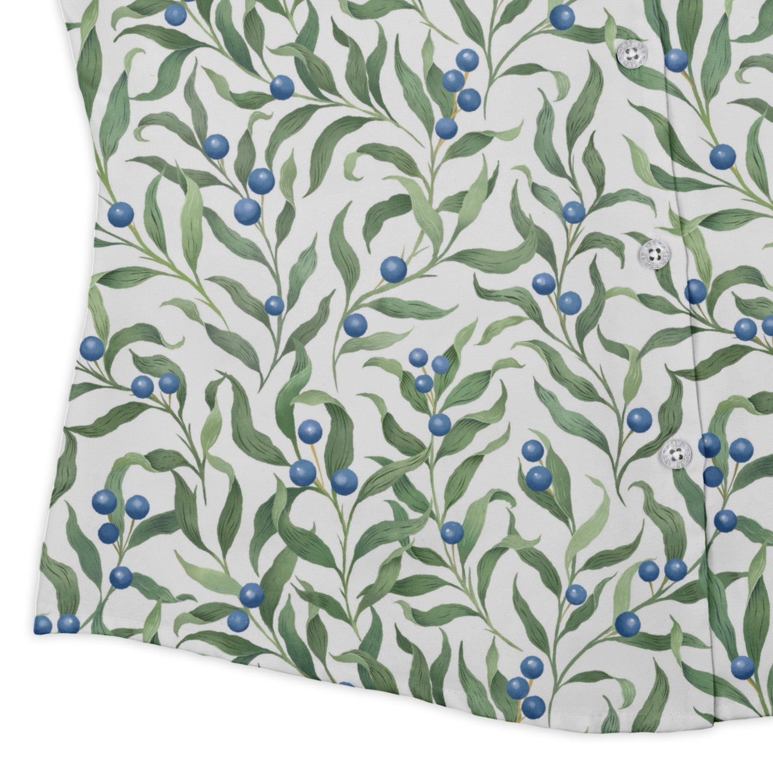 Wild Blueberry Sprigs Curvy Button Up Shirt womens corner