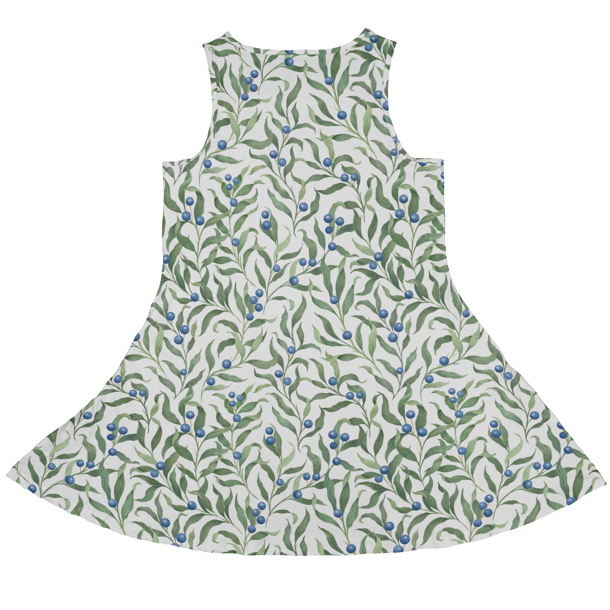 Wild Blueberry Sprigs Sleeveless Dress back