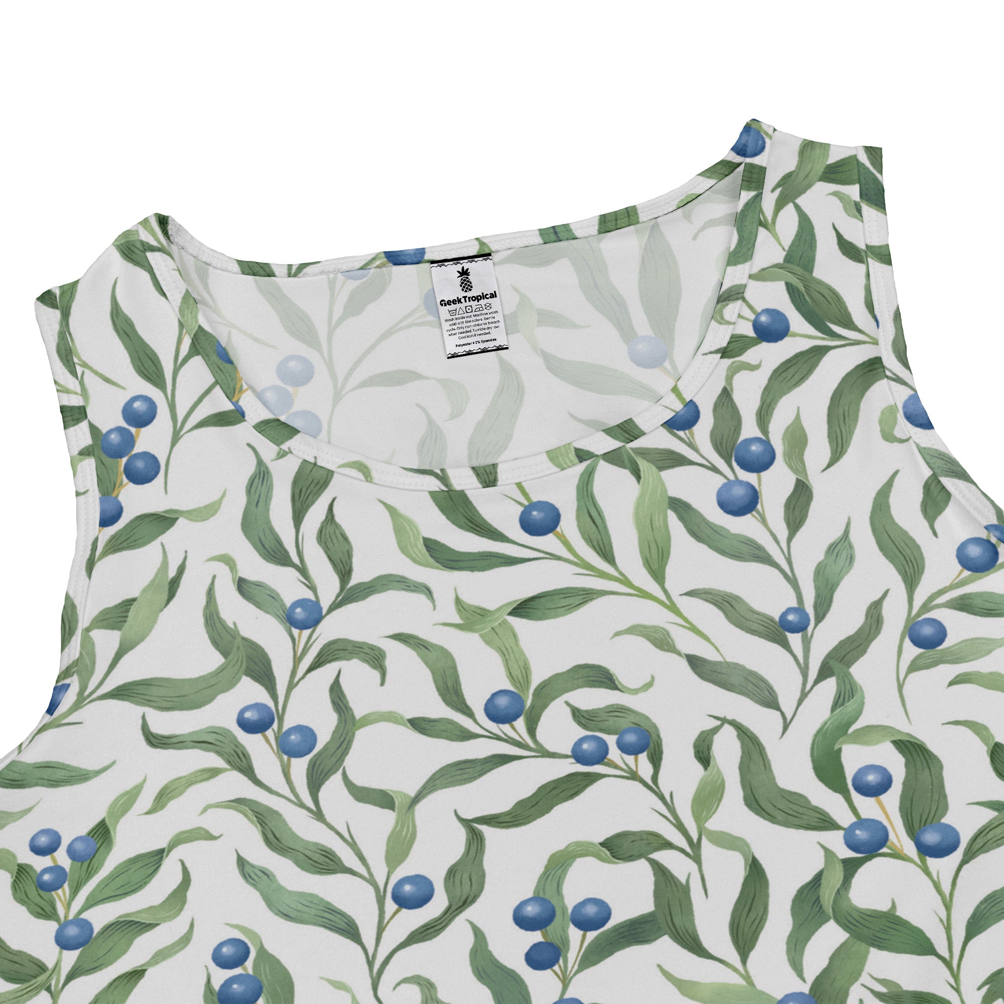 Wild Blueberry Sprigs Sleeveless Dress 2