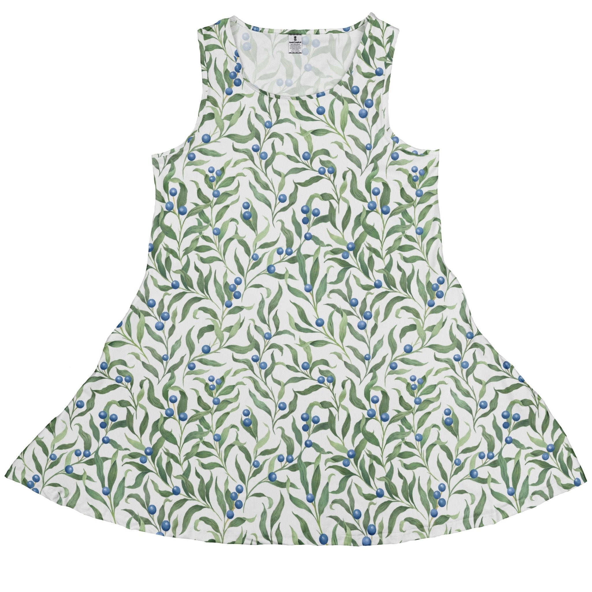 Wild Blueberry Sprigs Sleeveless Dress 1