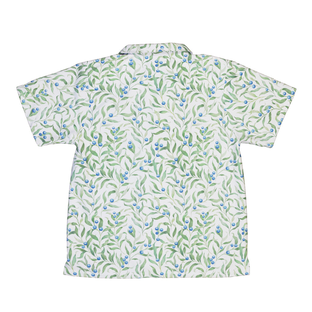 Wild Blueberry Sprigs Youth Hawaiian Shirt Back