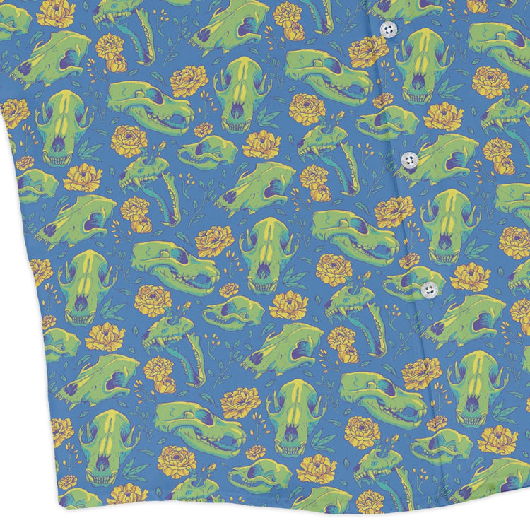 Wildfang Flora Blue Long Sleeve Button Up Shirt Geek Nerd adult sizing animal patterns botany print