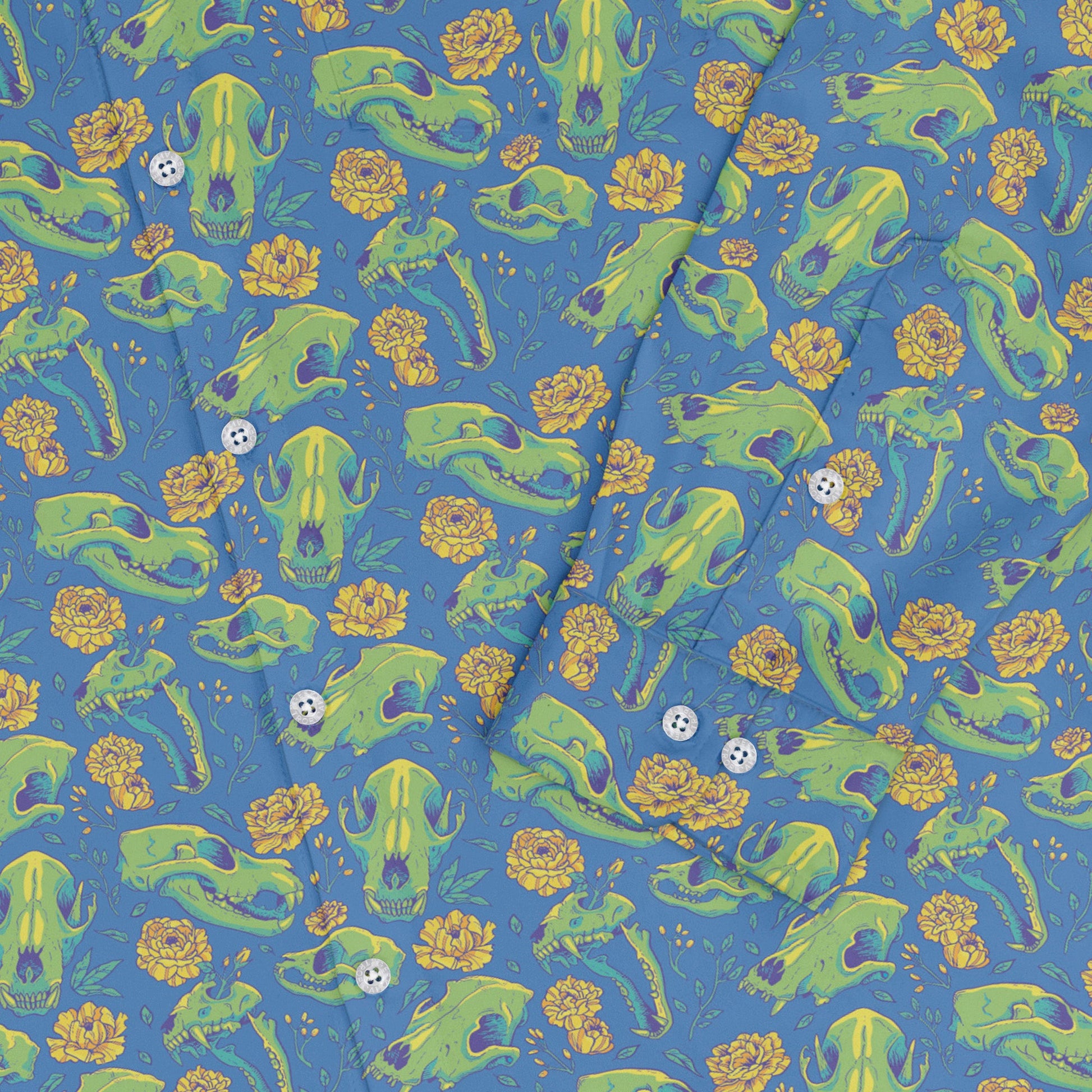 Wildfang Flora Blue Long Sleeve Button Up Shirt