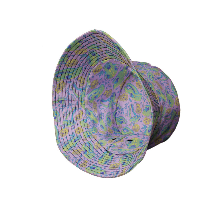 Wildfang Flora Pink Bucket Hat Geek Nerd animal patterns botany print Design by Julie Kitzes