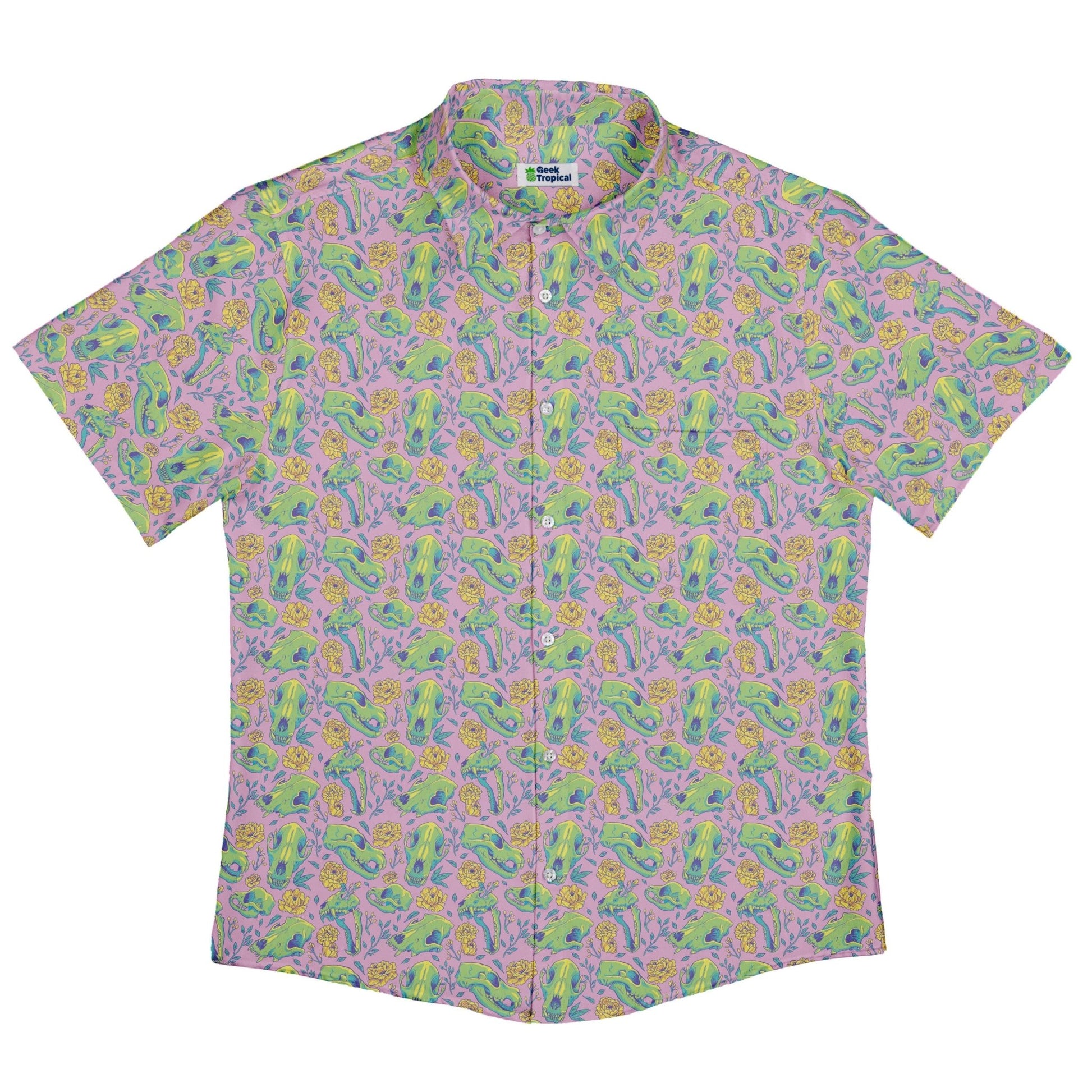 Wildfang Flora Pink Button Up Shirt Geek Nerd adult sizing animal patterns botany print