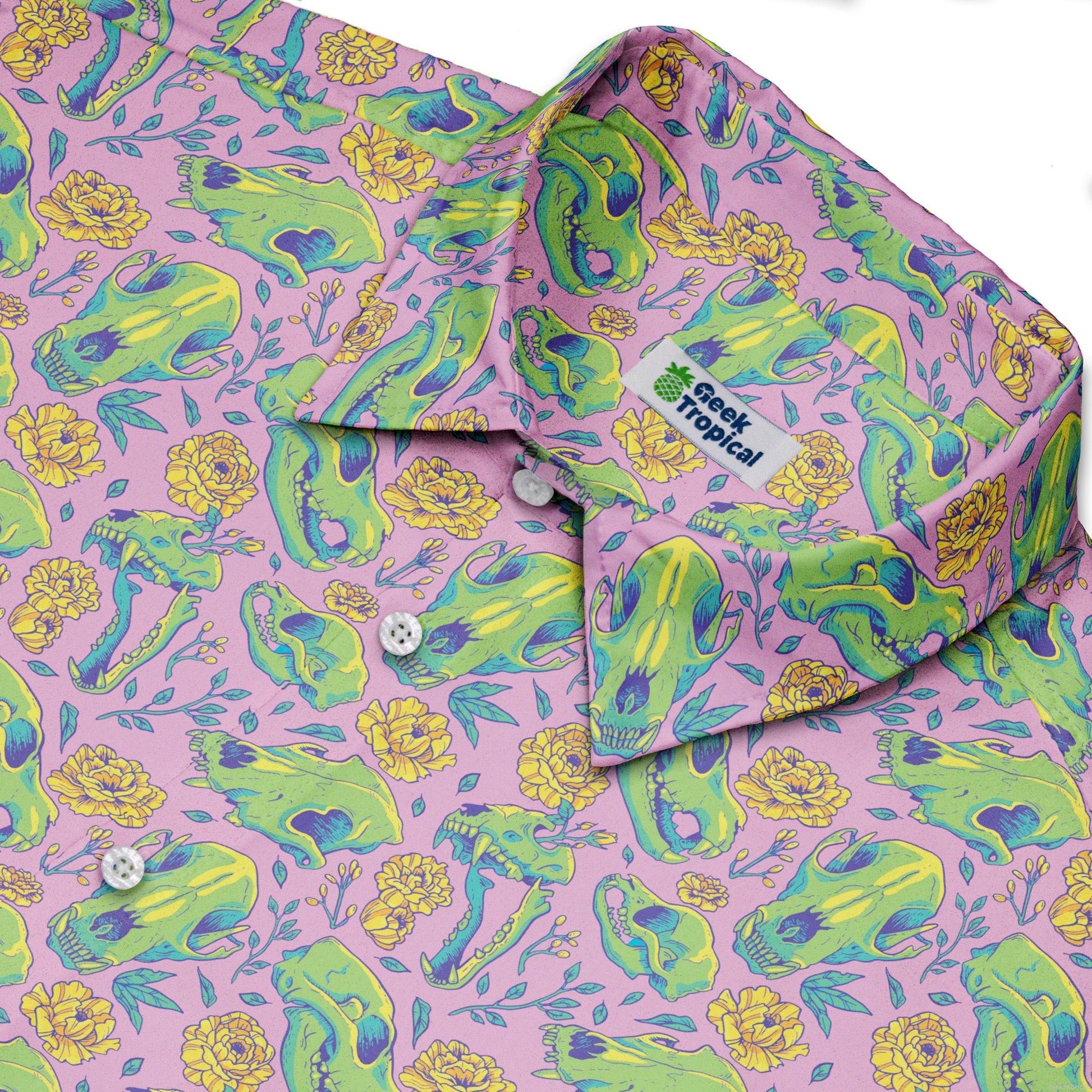 Wildfang Flora Pink Button Up Shirt Geek Nerd adult sizing animal patterns botany print